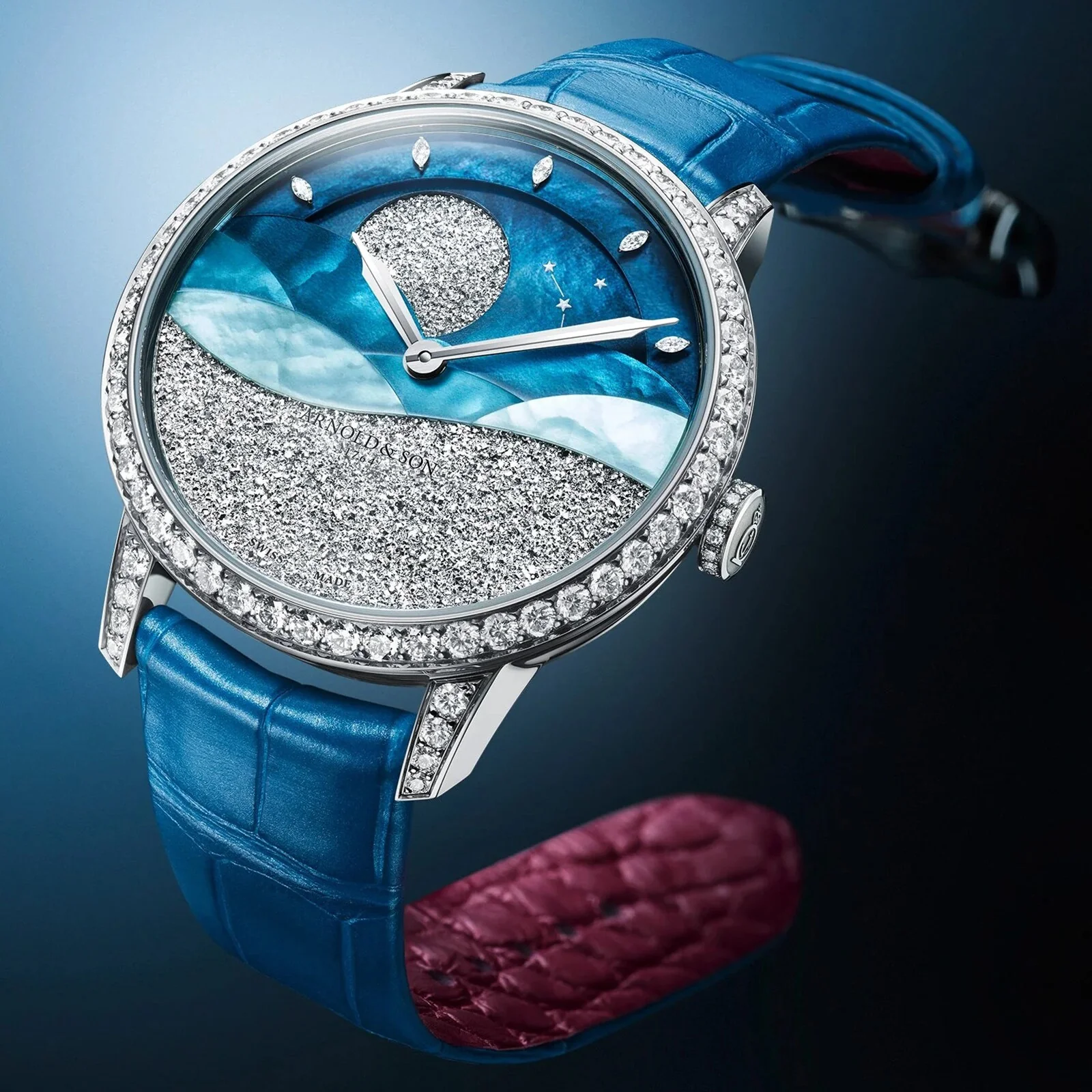 Perpetual Moon 38 White Gold "Mintnight” | 38mm, 18K White Gold, Alligator Leather, Diamond Blue Dial - Image 3