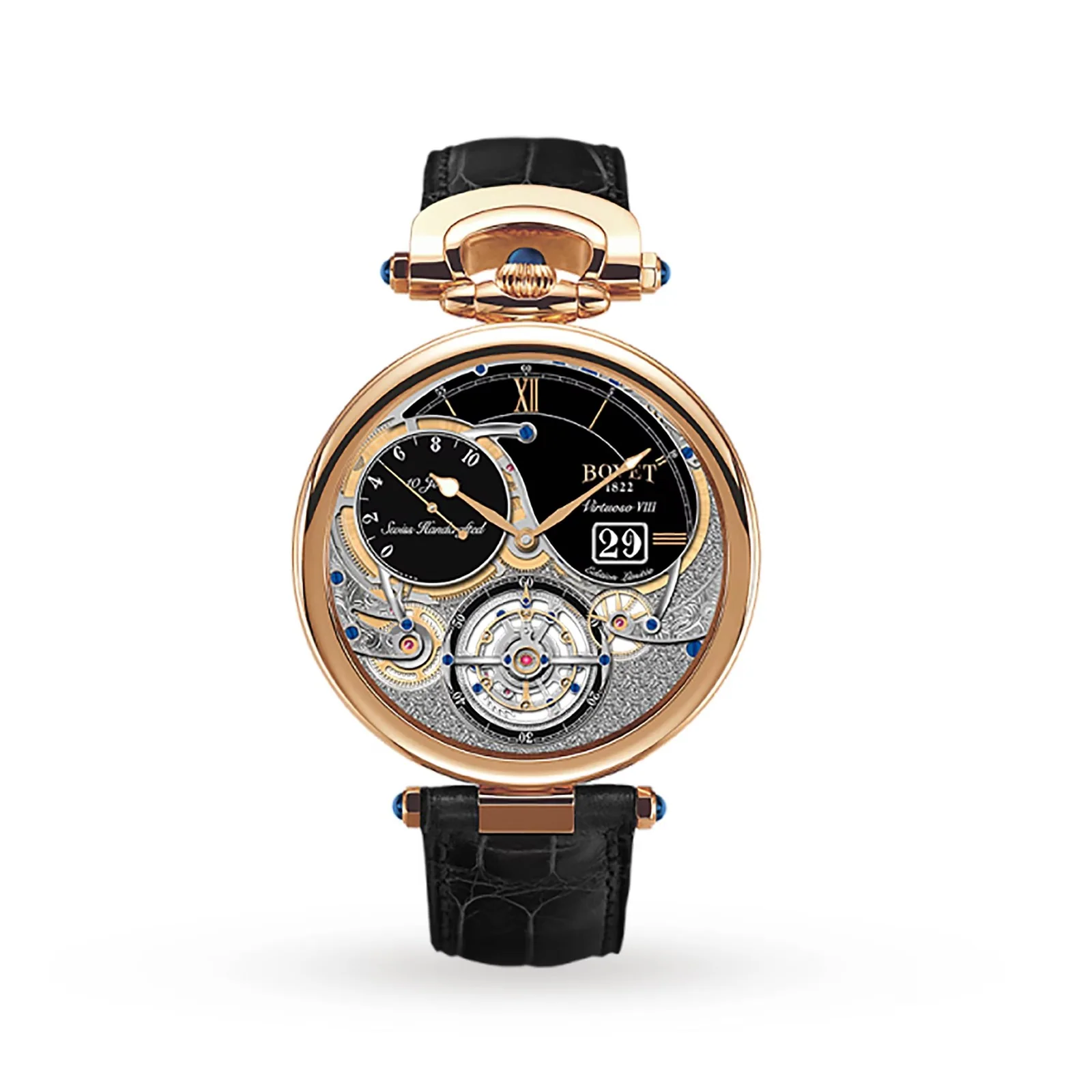 Virtuoso VIII | 44mm, 18K Rose Gold, Leather, Black Dial