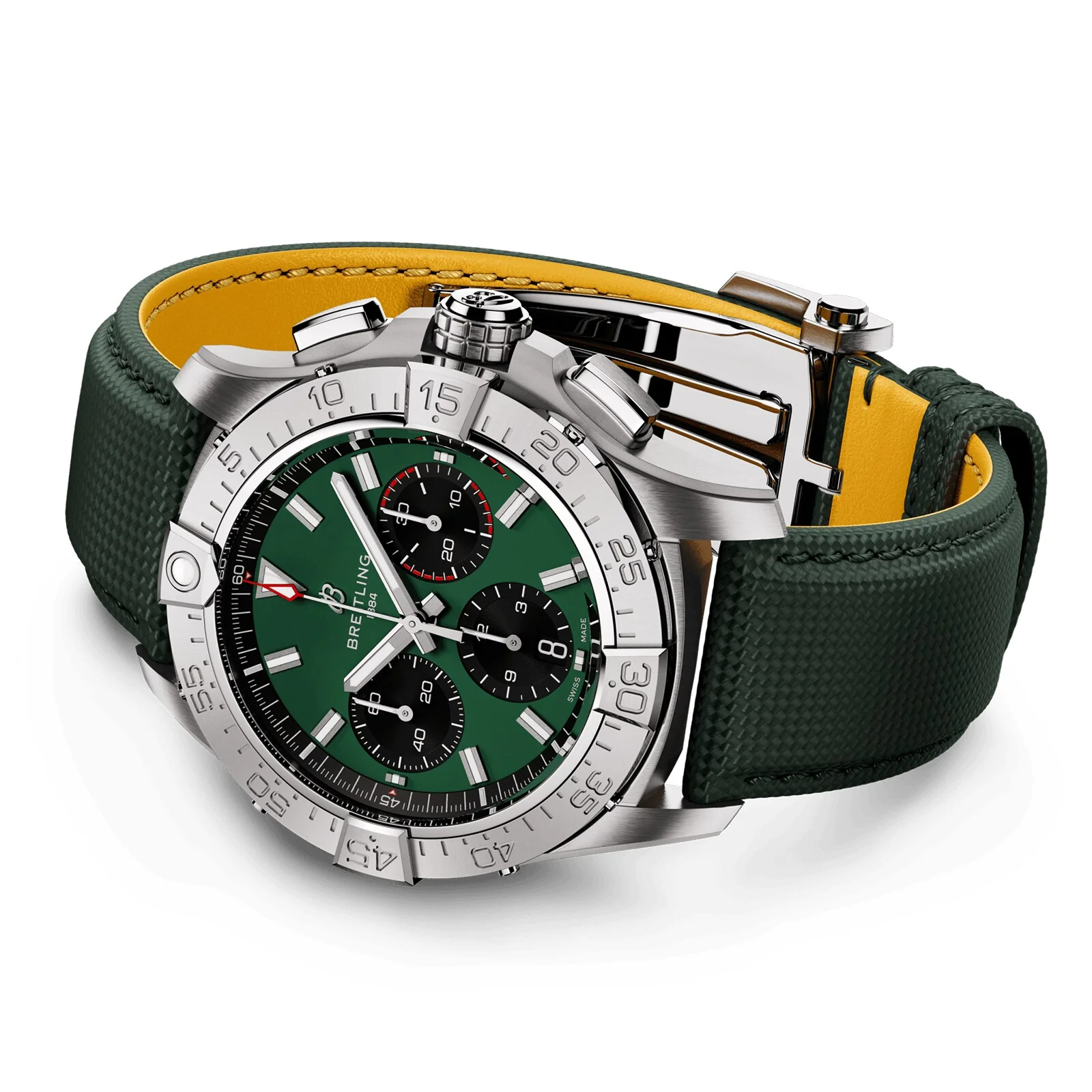 Avenger B01 Chronograph 42 | 42mm, Steel, Leather, Green Dial - Image 3