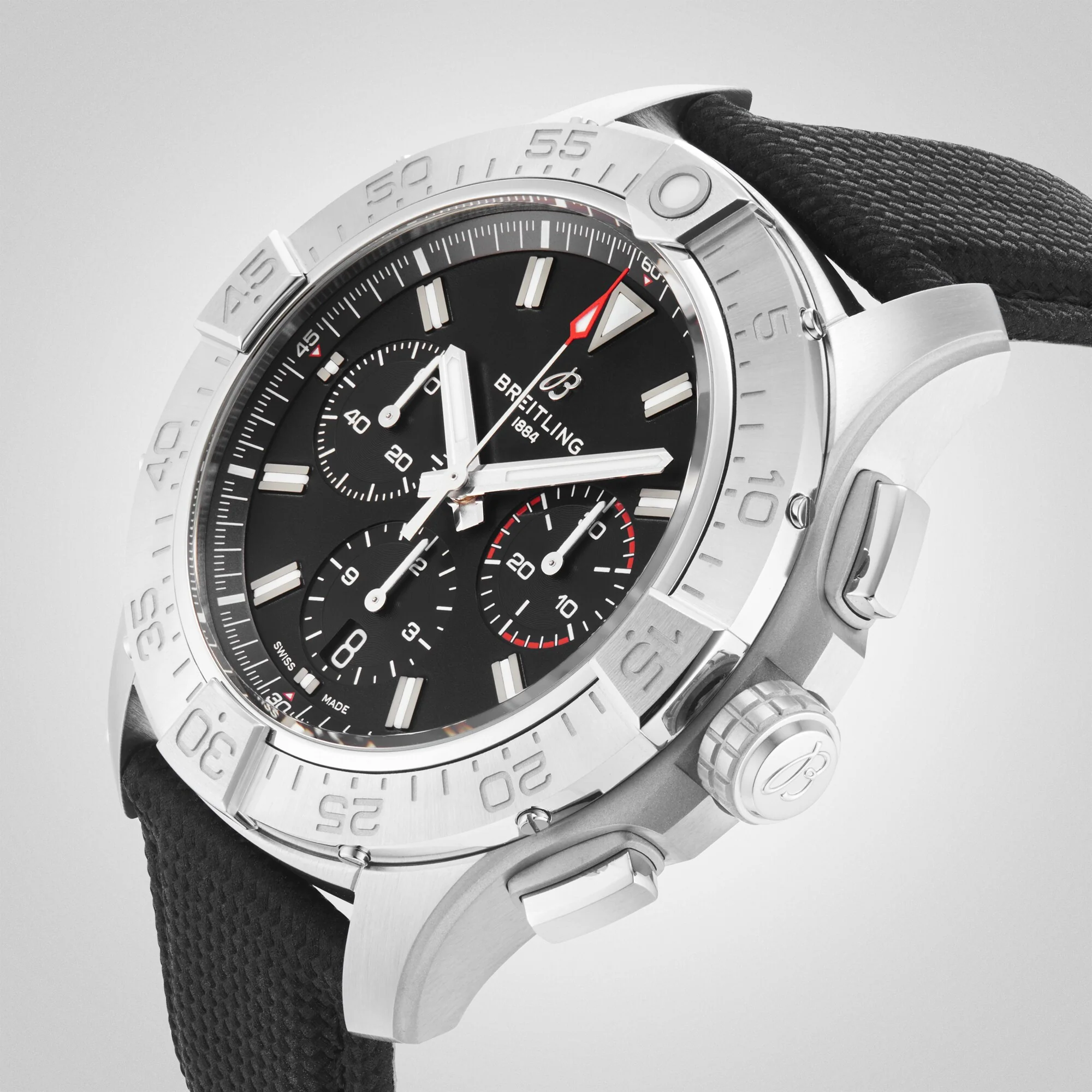 Avenger B01 Chronograph 44 | 44mm, Steel, Leather, Black Dial - Image 5