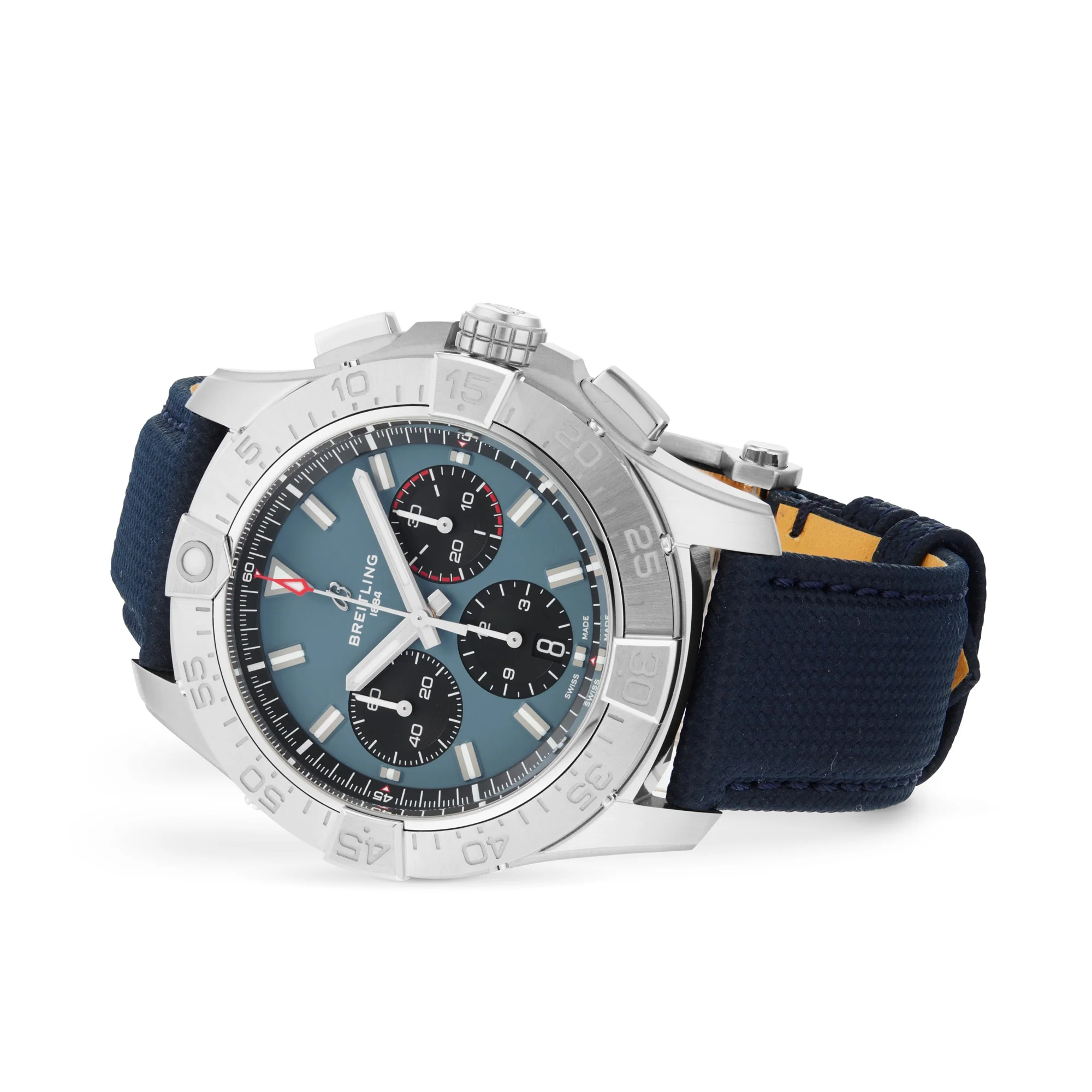 Avenger B01 Chronograph 44 | 44mm, Steel, Leather, Blue Dial - Image 3