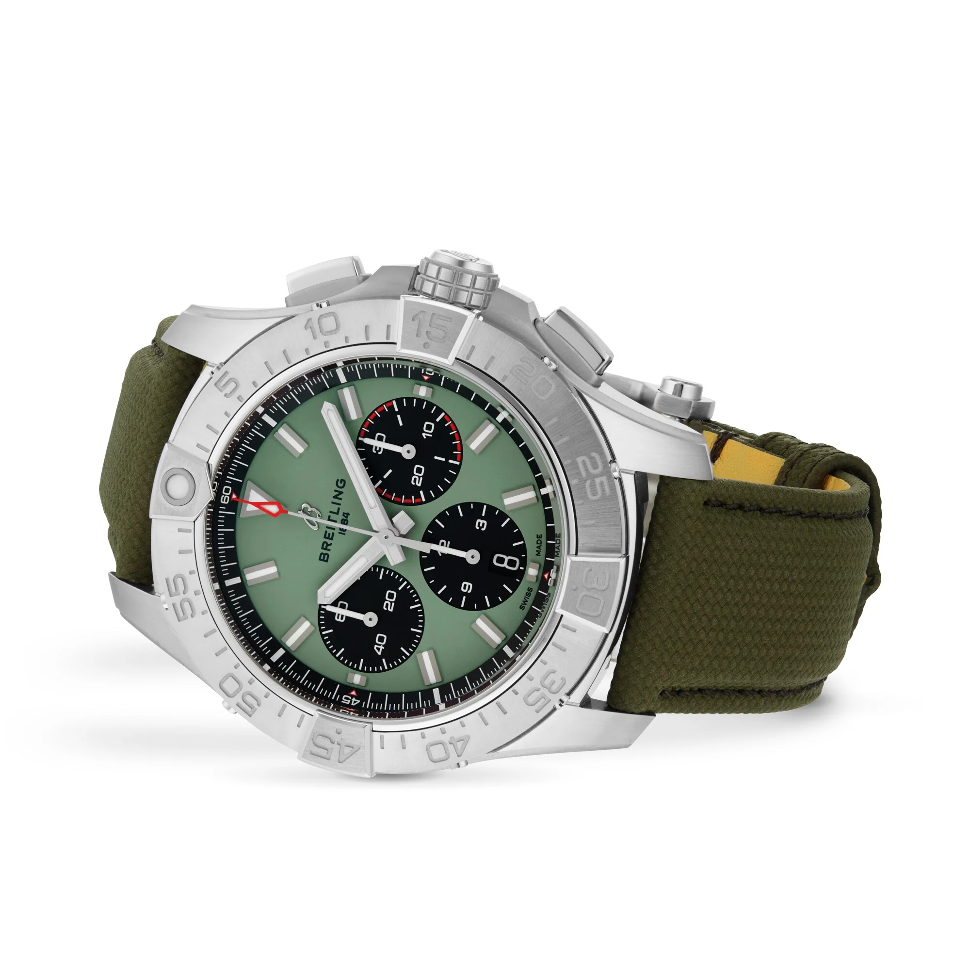 Avenger B01 Chronograph 44 | 44mm, Steel, Leather, Green Dial - Image 3