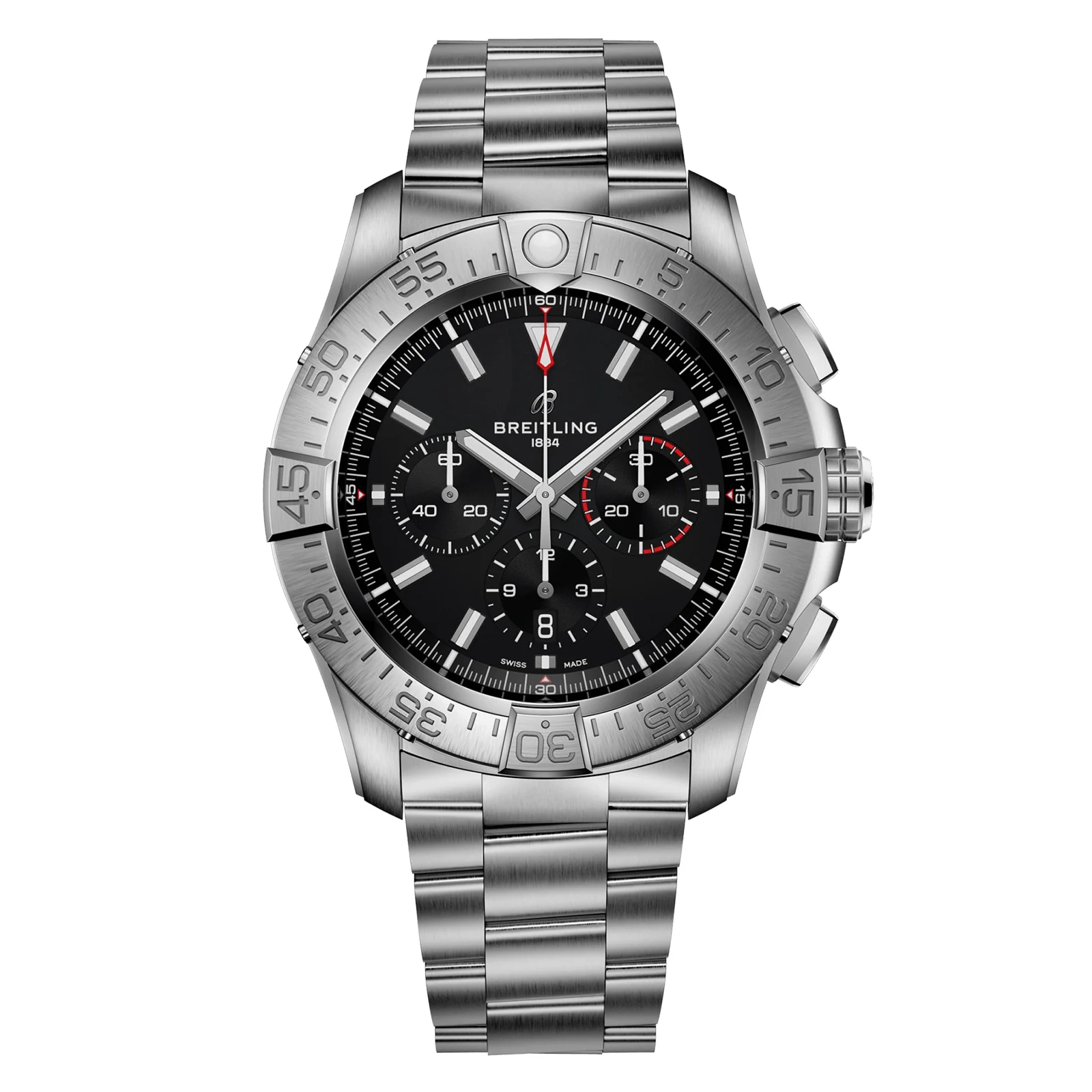Super Avenger B01 Chronograph 46 | 46mm, Steel, Black Dial