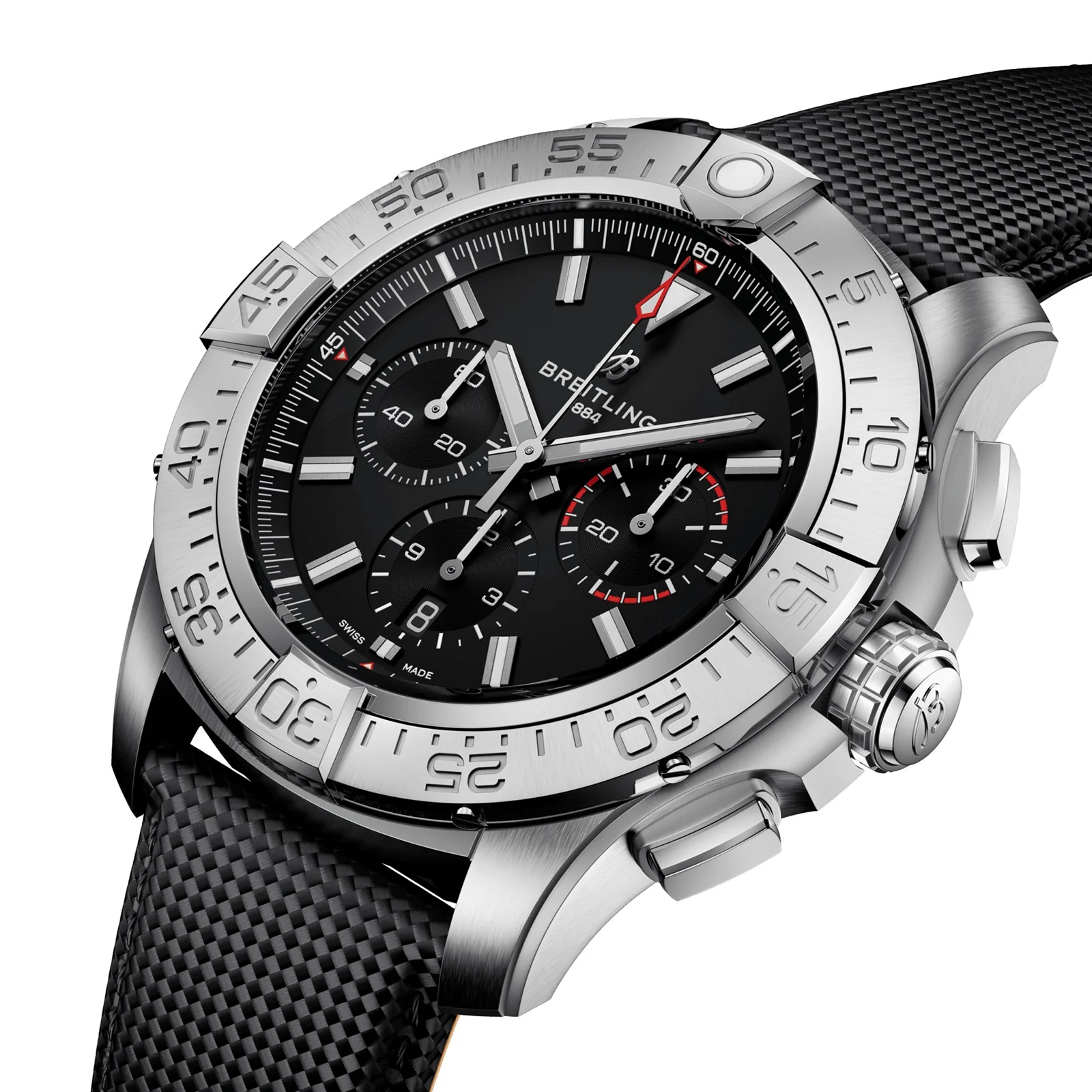 Super Avenger B01 Chronograph 46 | 46mm, Steel, Leather, Black Dial - Image 2