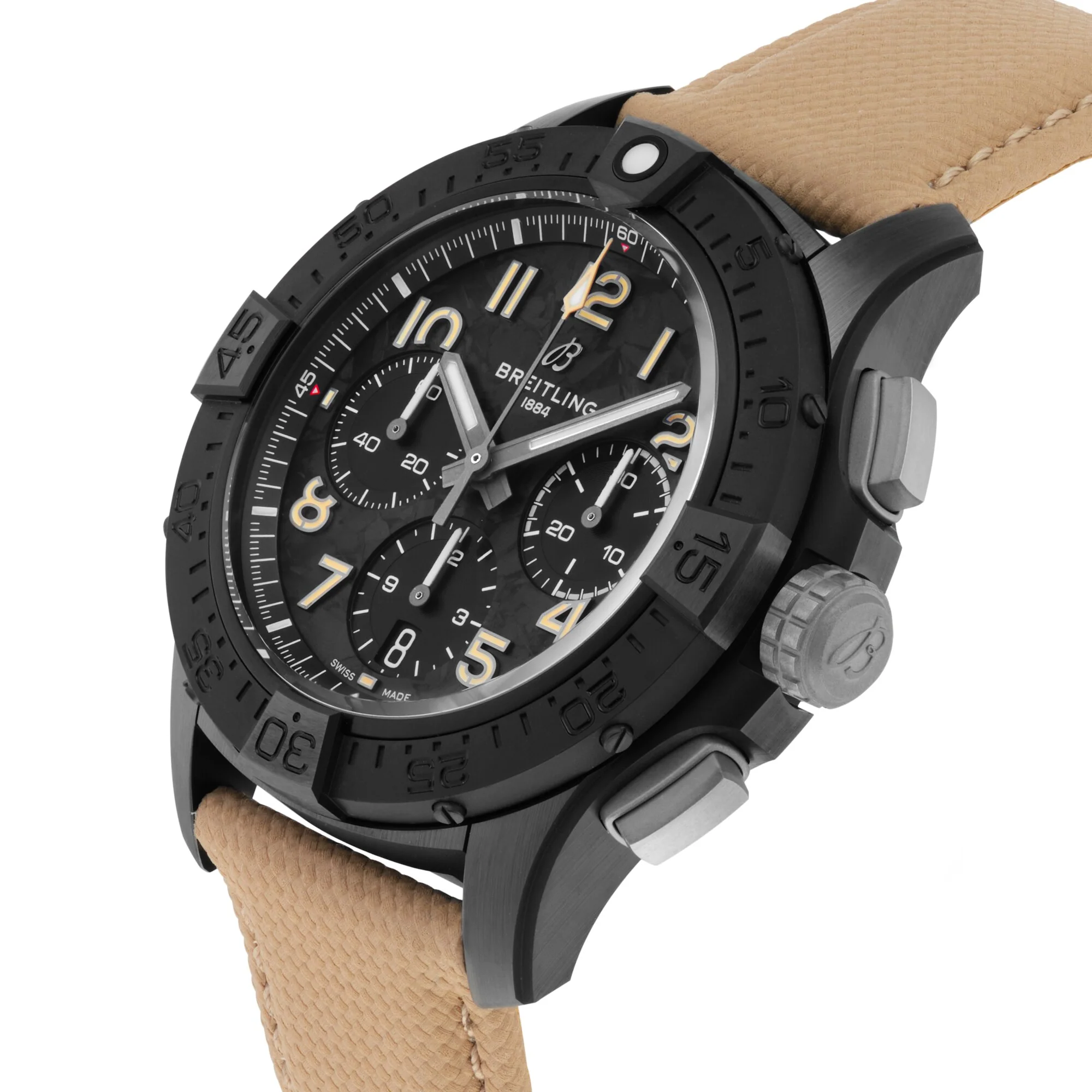 Avenger B01 Chronograph 42 Night Mission | 42mm, Ceramic, Leather, Black Dial - Image 6