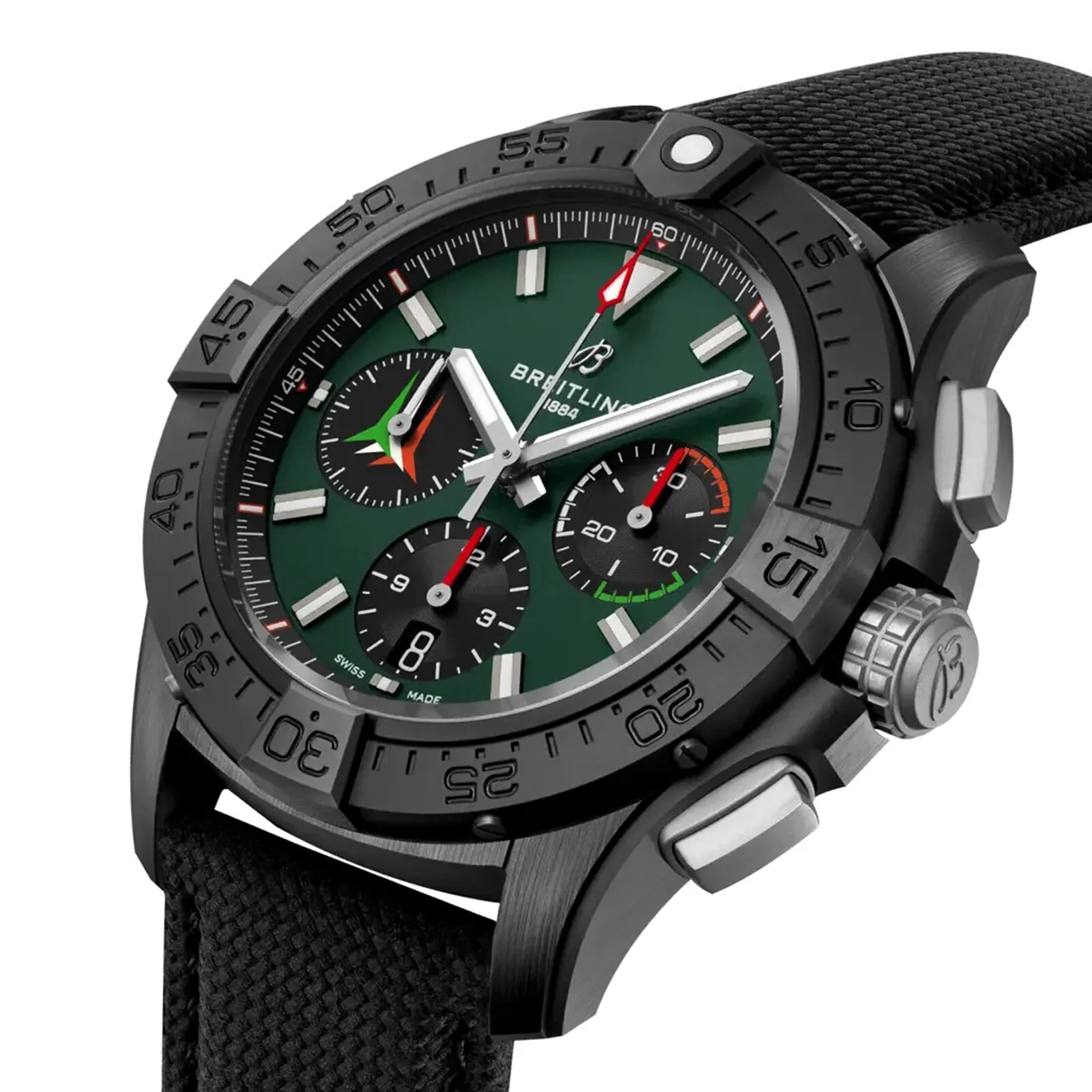 Avenger B01 Chronograph 42 | 42mm, Ceramic & Titanium, Fabric, Green Dial - Image 2