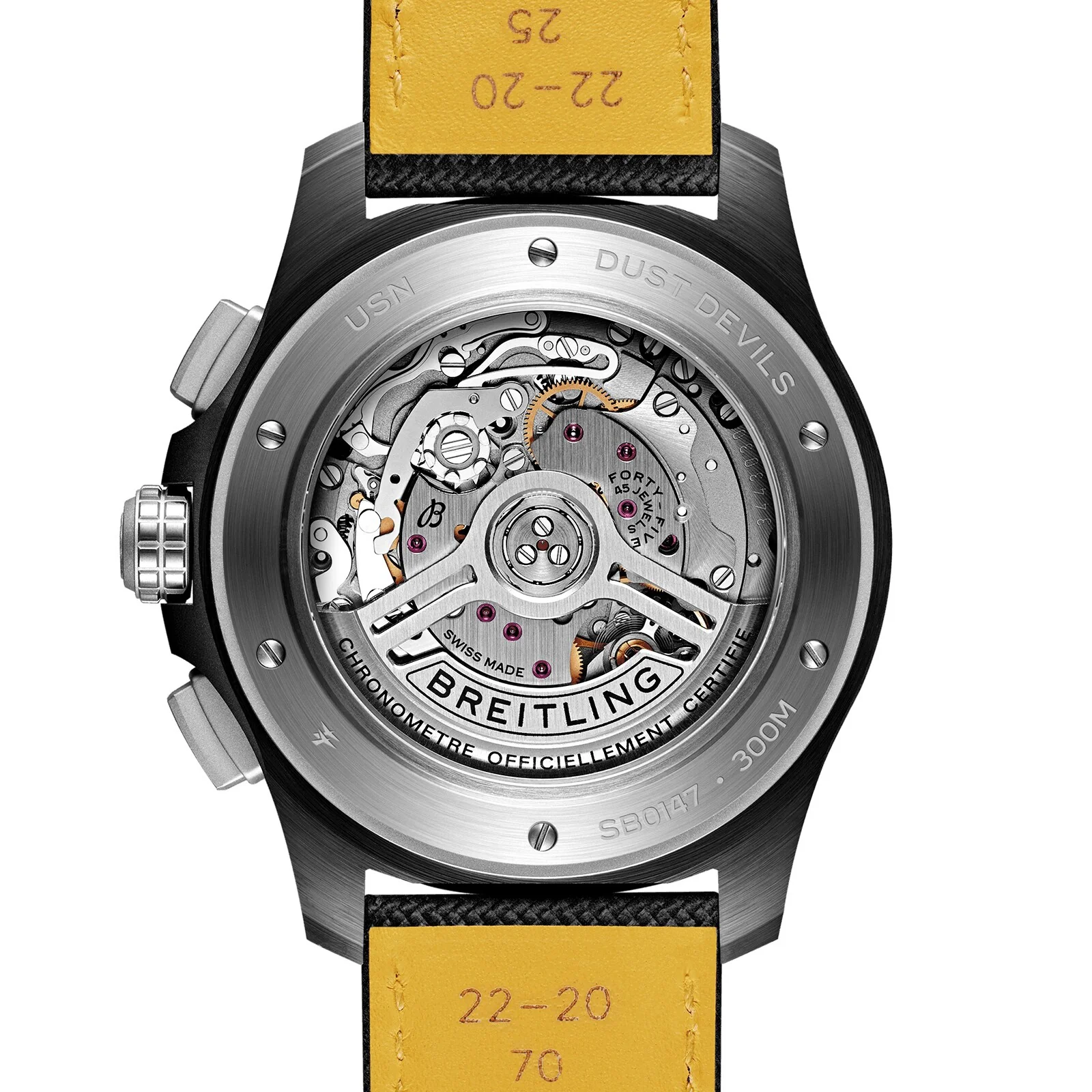 Avenger B01 Chronograph 44 Night Mission Dust Devils | 44mm, Ceramic, Leather, Black Dial - Image 4