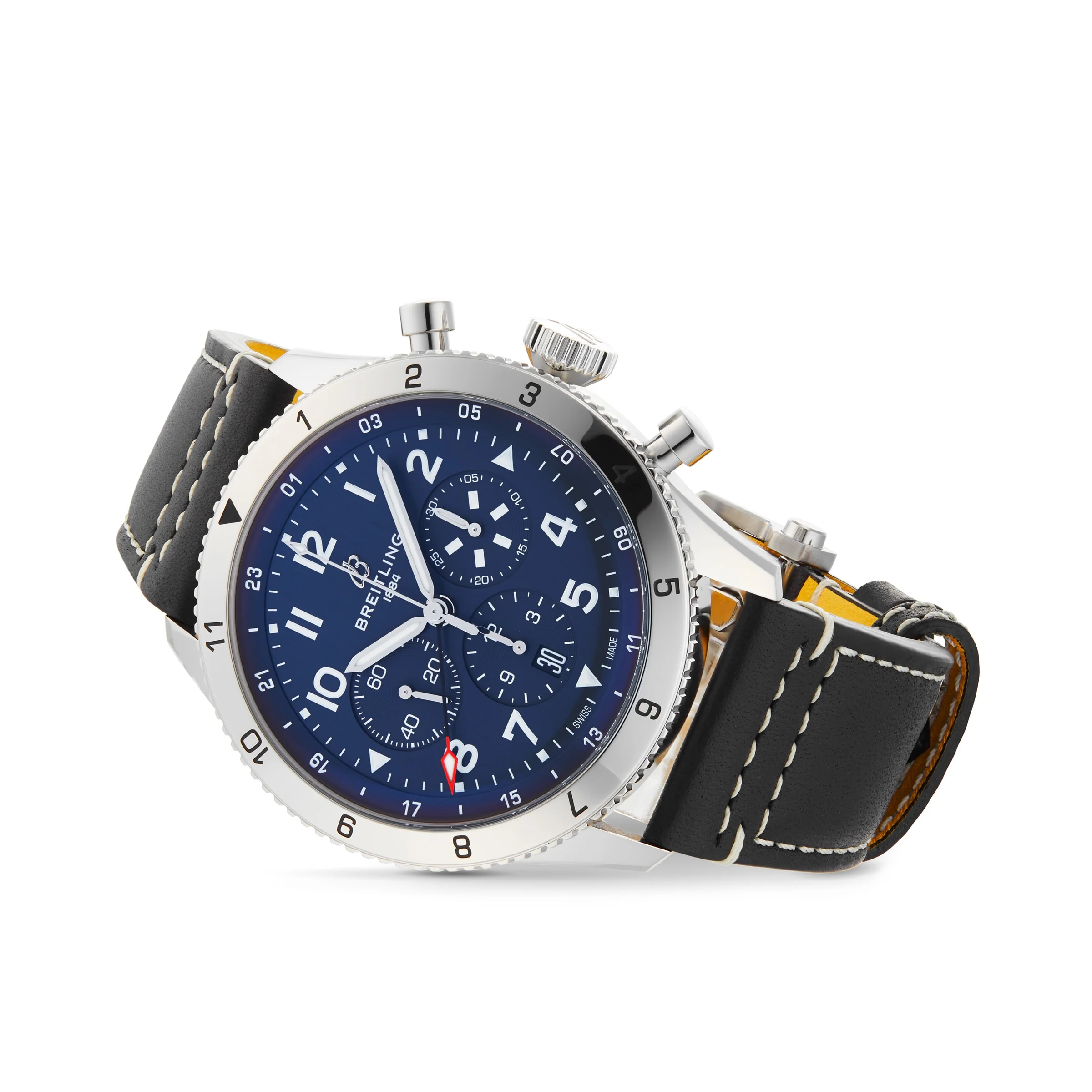 Super AVI B04 Chronograph GMT 46 Tribute To Vought F4U | 46mm, Steel, Leather, Blue Dial - Image 4