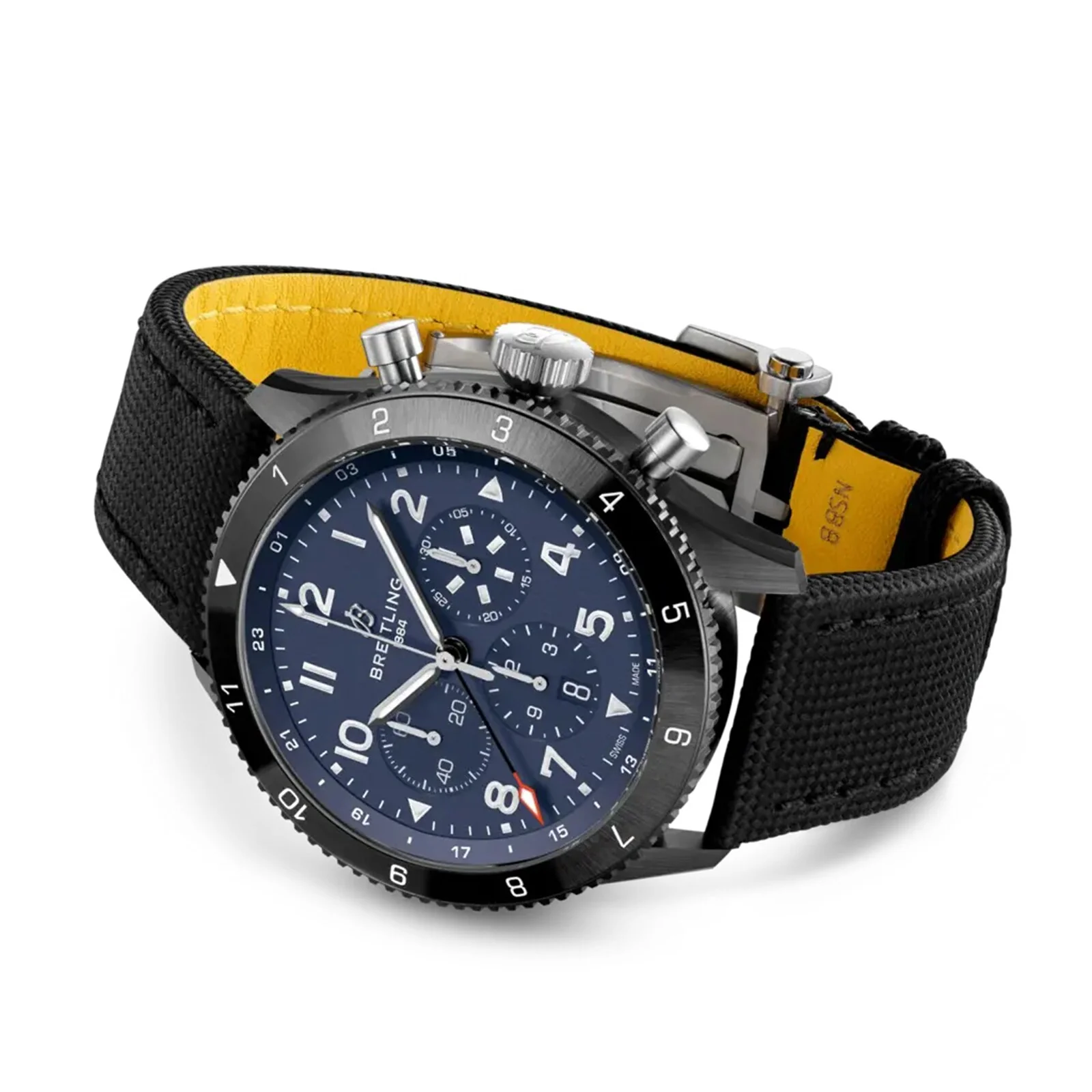 Super AVI B04 Chronograph GMT 46 Tribute To Vought F4U | 46mm, Ceramic, Leather, Blue Dial, Ref. SB04452A1C1X1 - Image 3