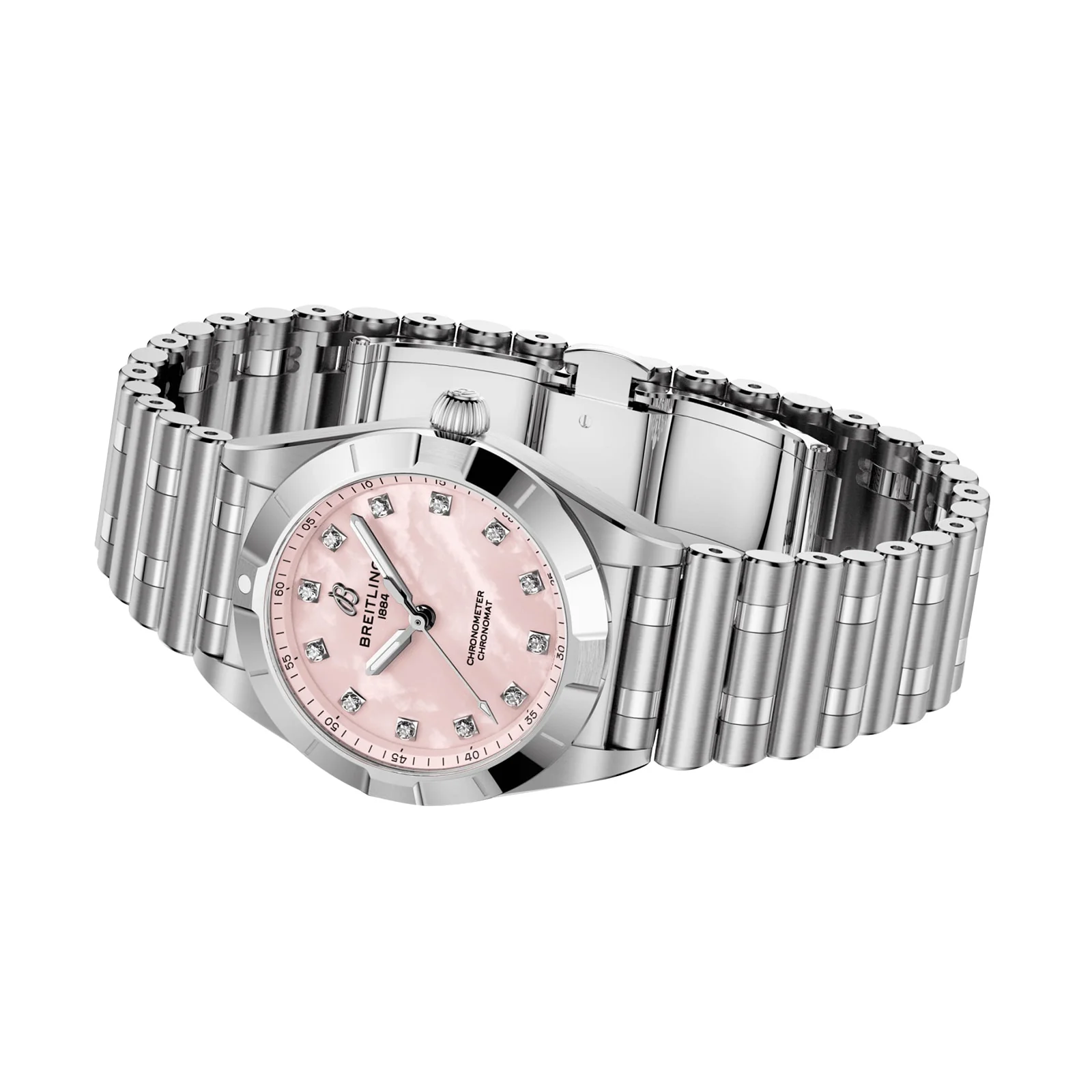 Chronomat 28 | 28mm, Steel, Diamond Pink Dial - Image 3