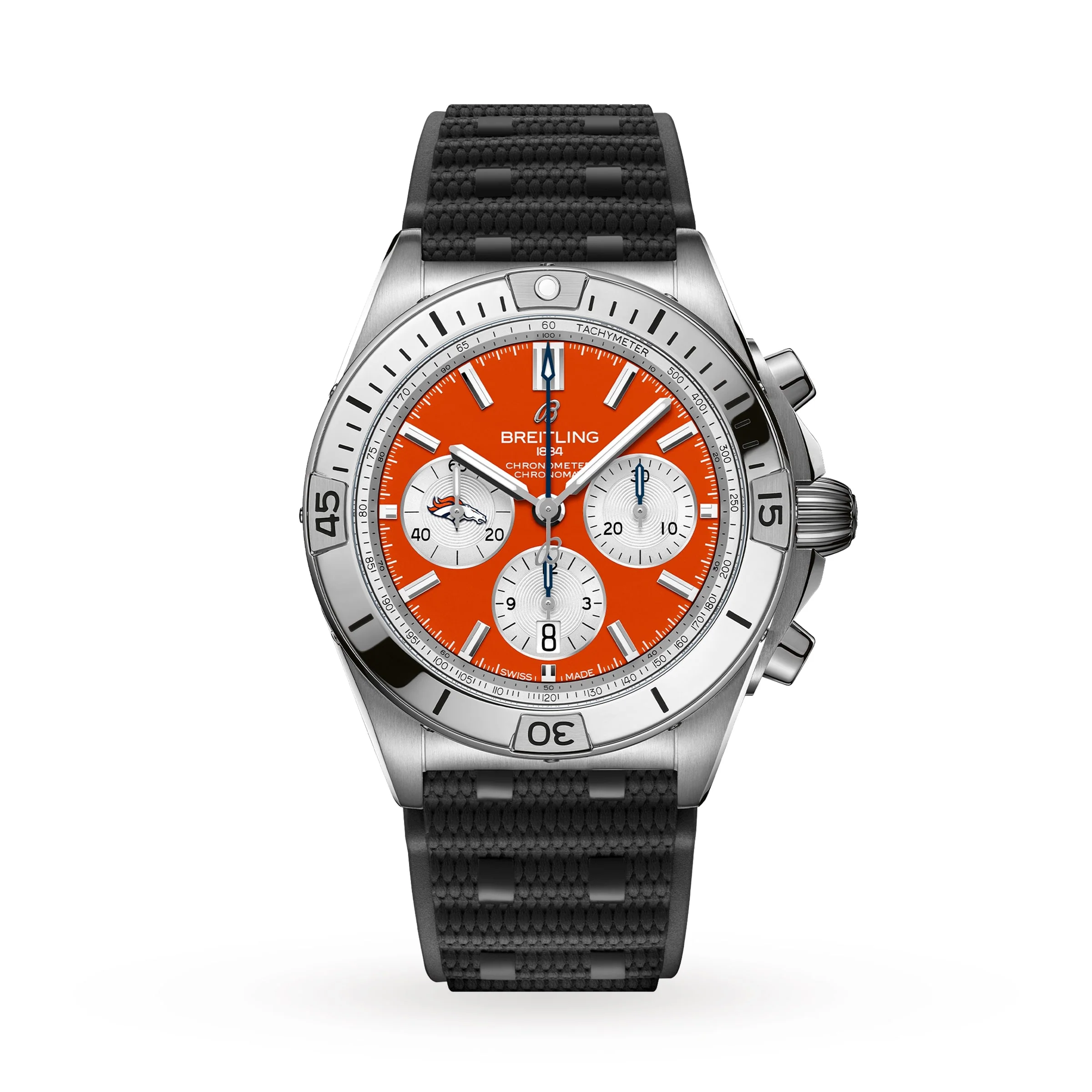 Chronomat B01 42 NFL Denver Broncos Edition | 42mm, Steel, Rubber, Orange Dial