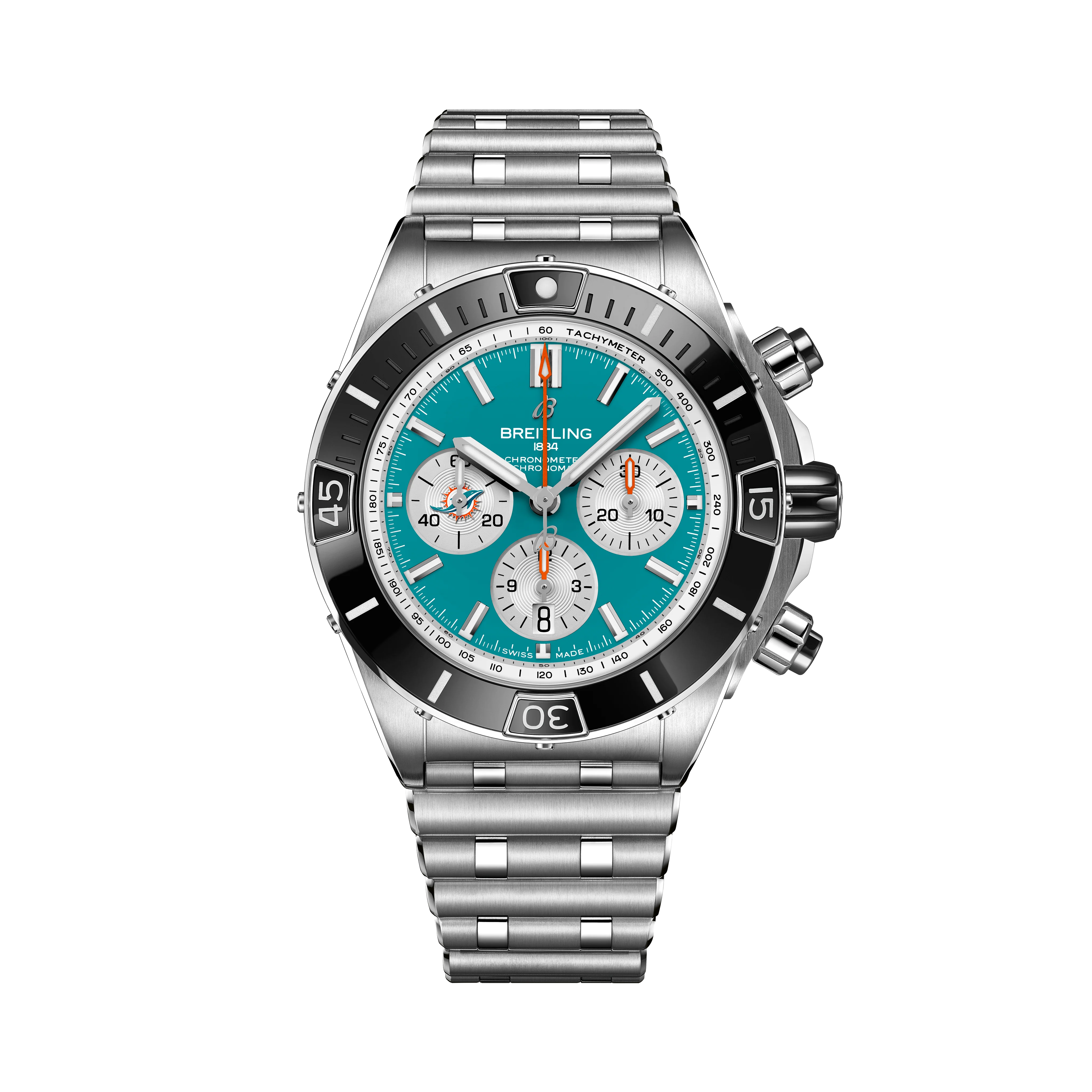 Super Chronomat B01 44 Miami Dolphins | 44mm, Steel, Turquoise Dial