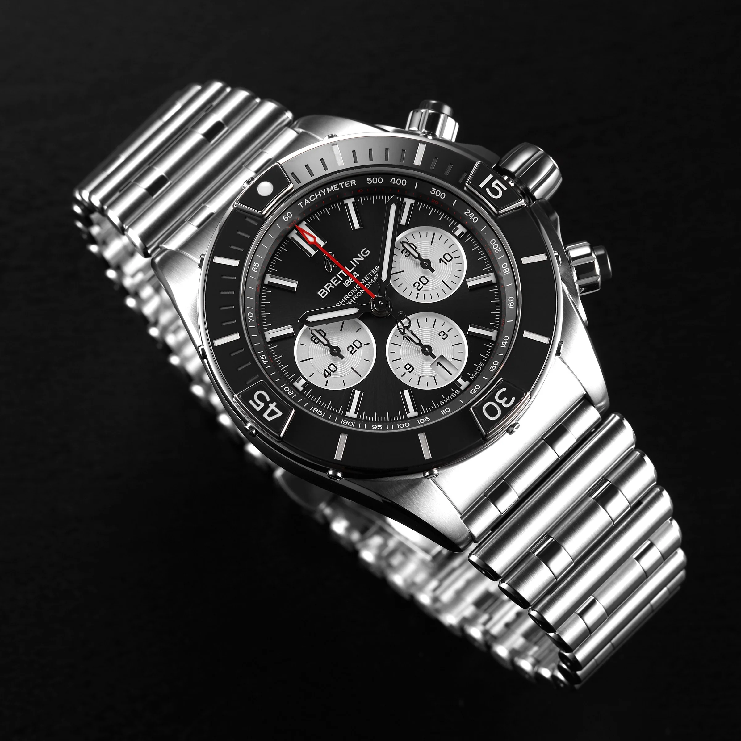 Super Chronomat B01 44 | 44mm, Ceramic & Steel, Steel, Black Dial, Steel Bezel - Image 7