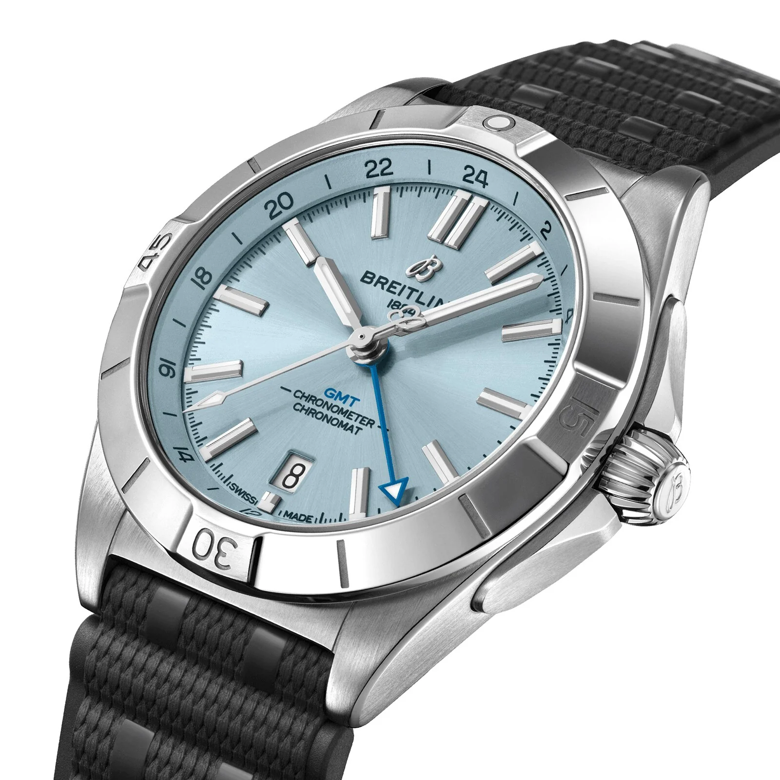 Chronomat Automatic GMT 40 | 40mm, Steel & Platinum, Rubber, Ice Blue Dial - Image 3