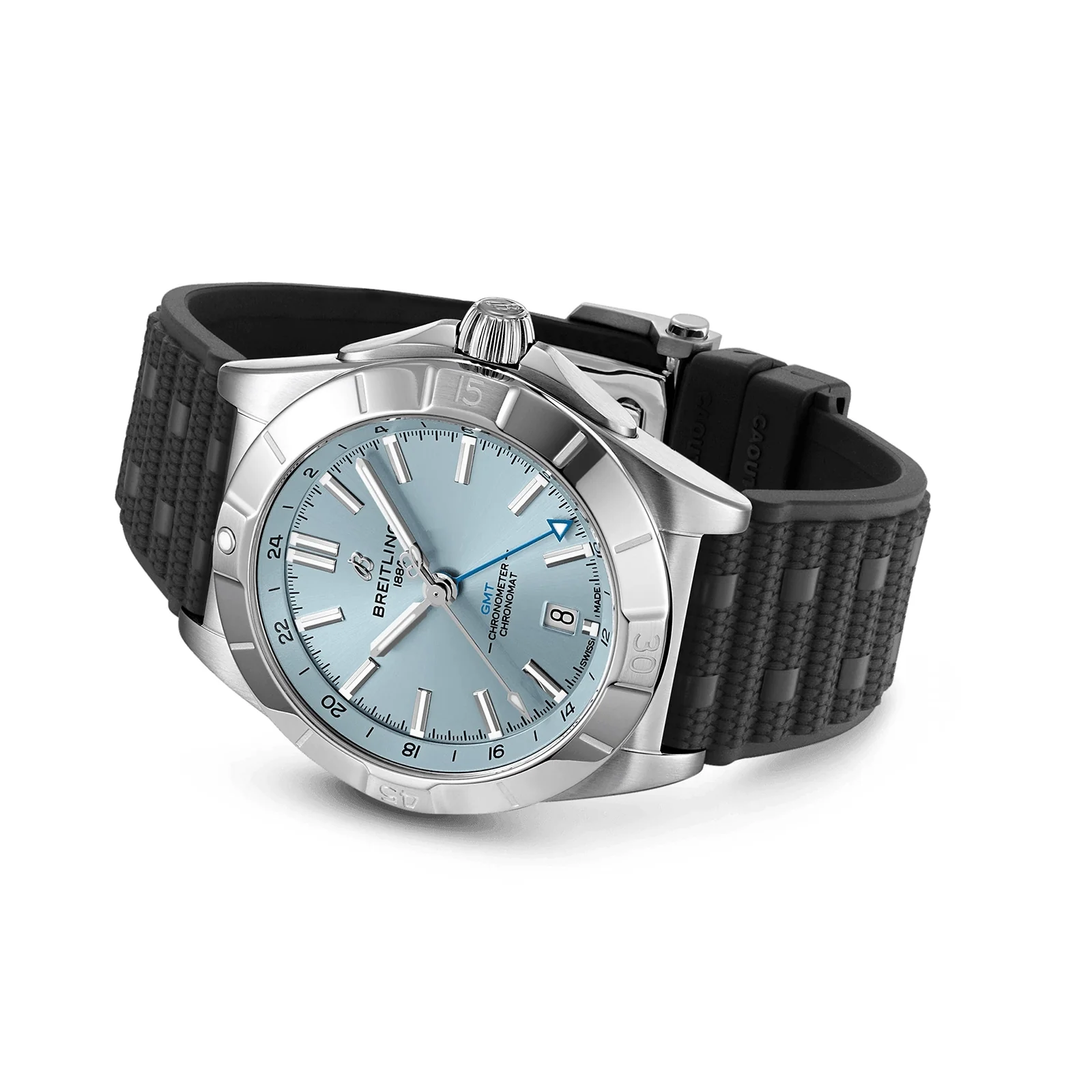 Chronomat Automatic GMT 40 | 40mm, Steel & Platinum, Rubber, Ice Blue Dial - Image 4