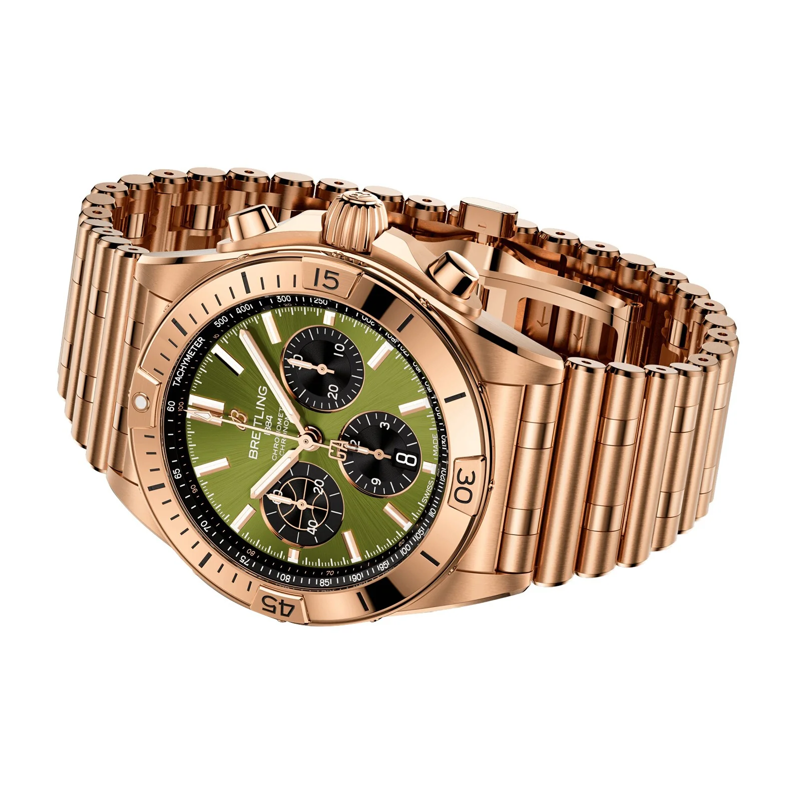 Chronomat B01 42 Giannis Antetokounmpo | 42mm, 18K Rose Gold, Green Dial - Image 3