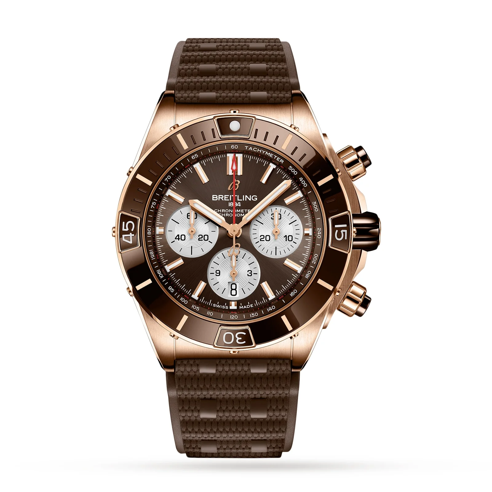 Super Chronomat B01 C44 | 44mm, 18K Rose Gold, Rubber, Brown Dial