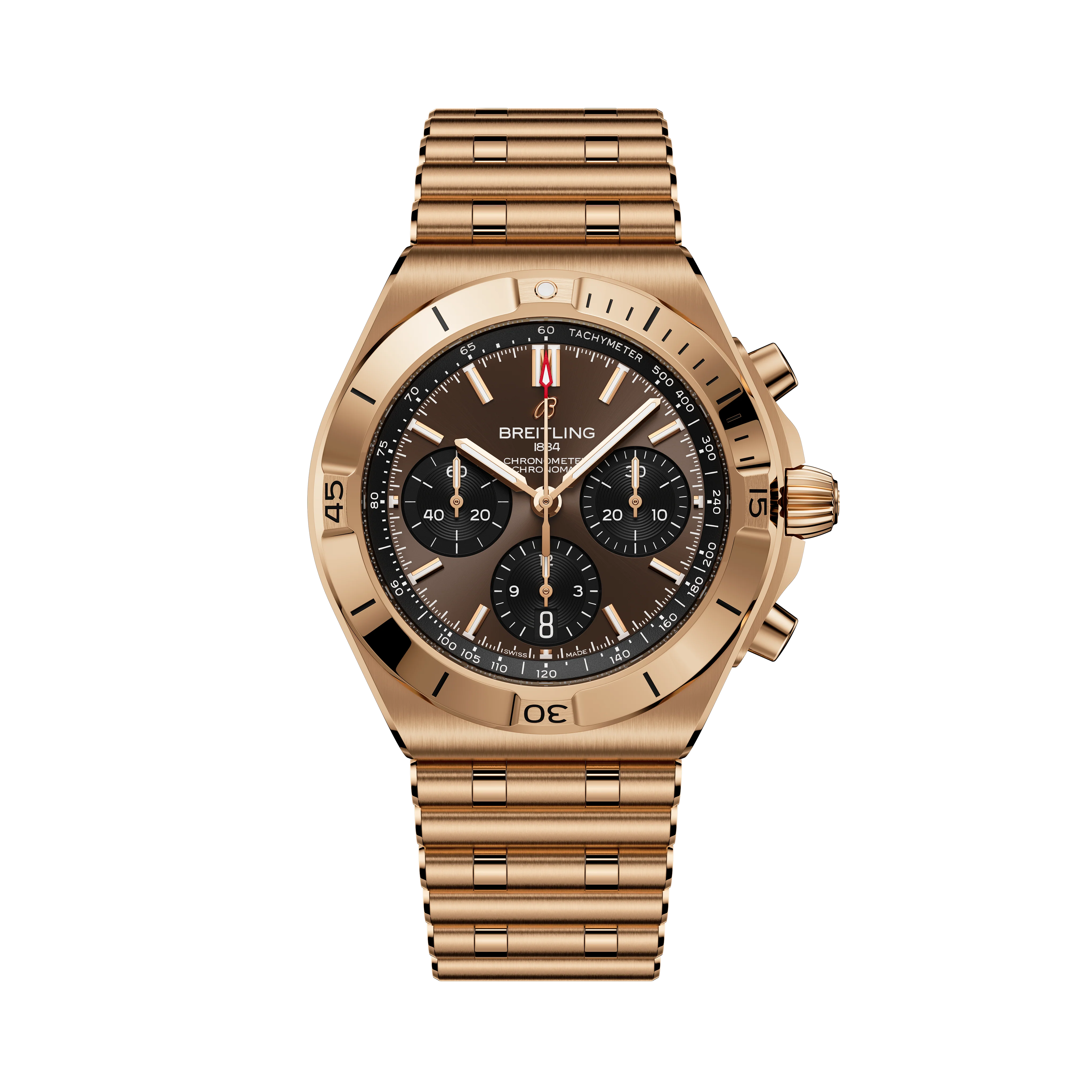Chronomat B01 42 | 42mm, 18K Red Gold, Brown Dial