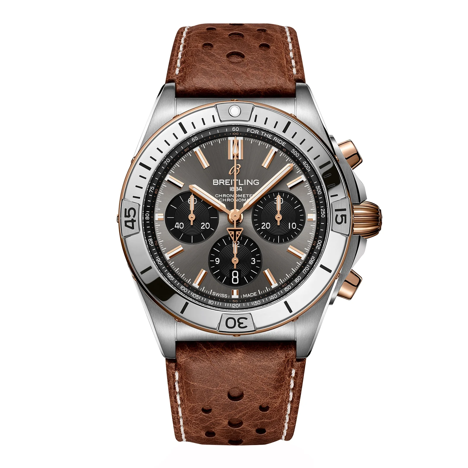Chronomat B01 42 Triumph | 42mm, Titanium & 18K Rose Gold, Leather, Grey Dial