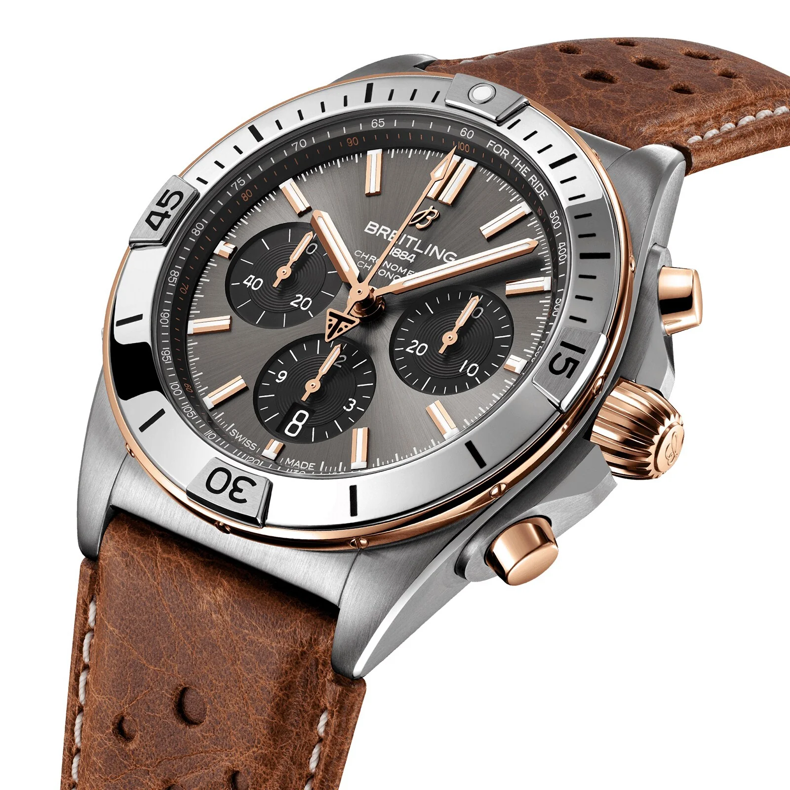 Chronomat B01 42 Triumph | 42mm, Titanium & 18K Rose Gold, Leather, Grey Dial - Image 3