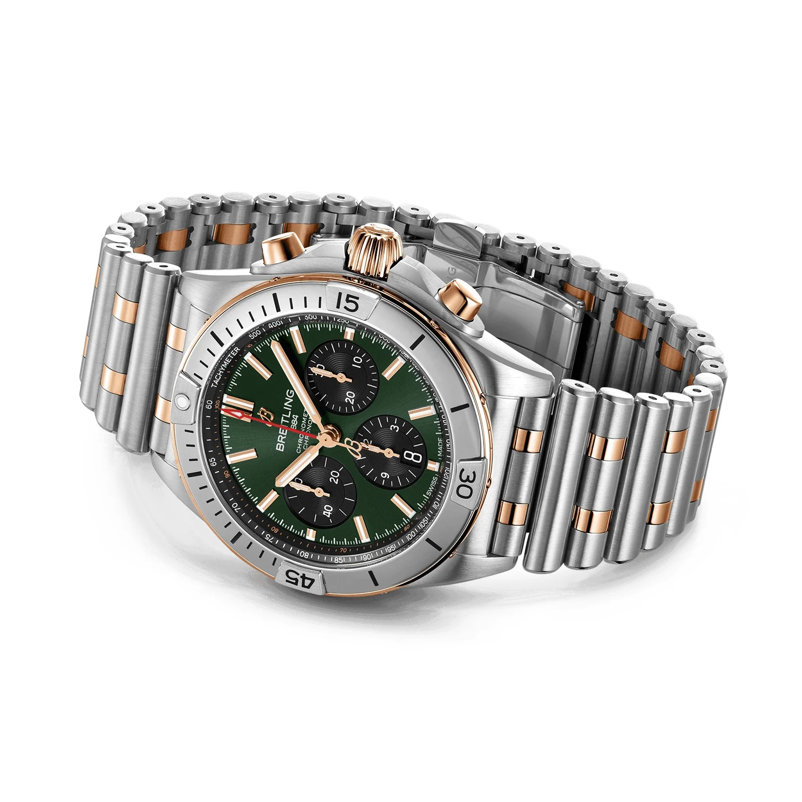 Chronomat B01 42 | 42mm, 18K Rose Gold Plated Steel, Two-Tone Steel & 18K Rose Gold, Green Dial - Image 4