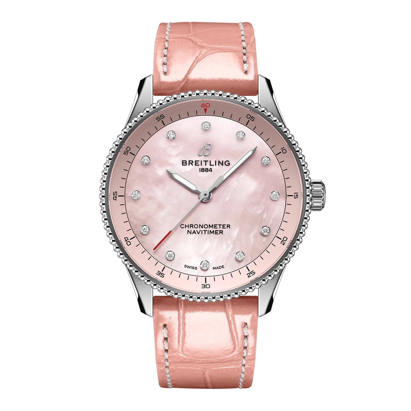 Navitimer 32 | 32mm, Steel, Alligator Leather, Diamond Pink Dial