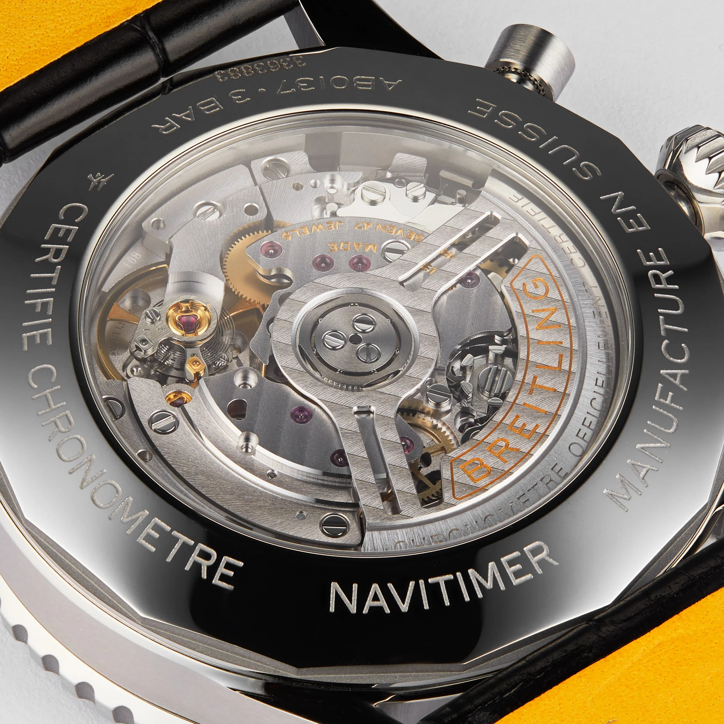 Navitimer B01 Chronograph 46 | 46mm, Steel, Alligator Leather, Black Dial - Image 6