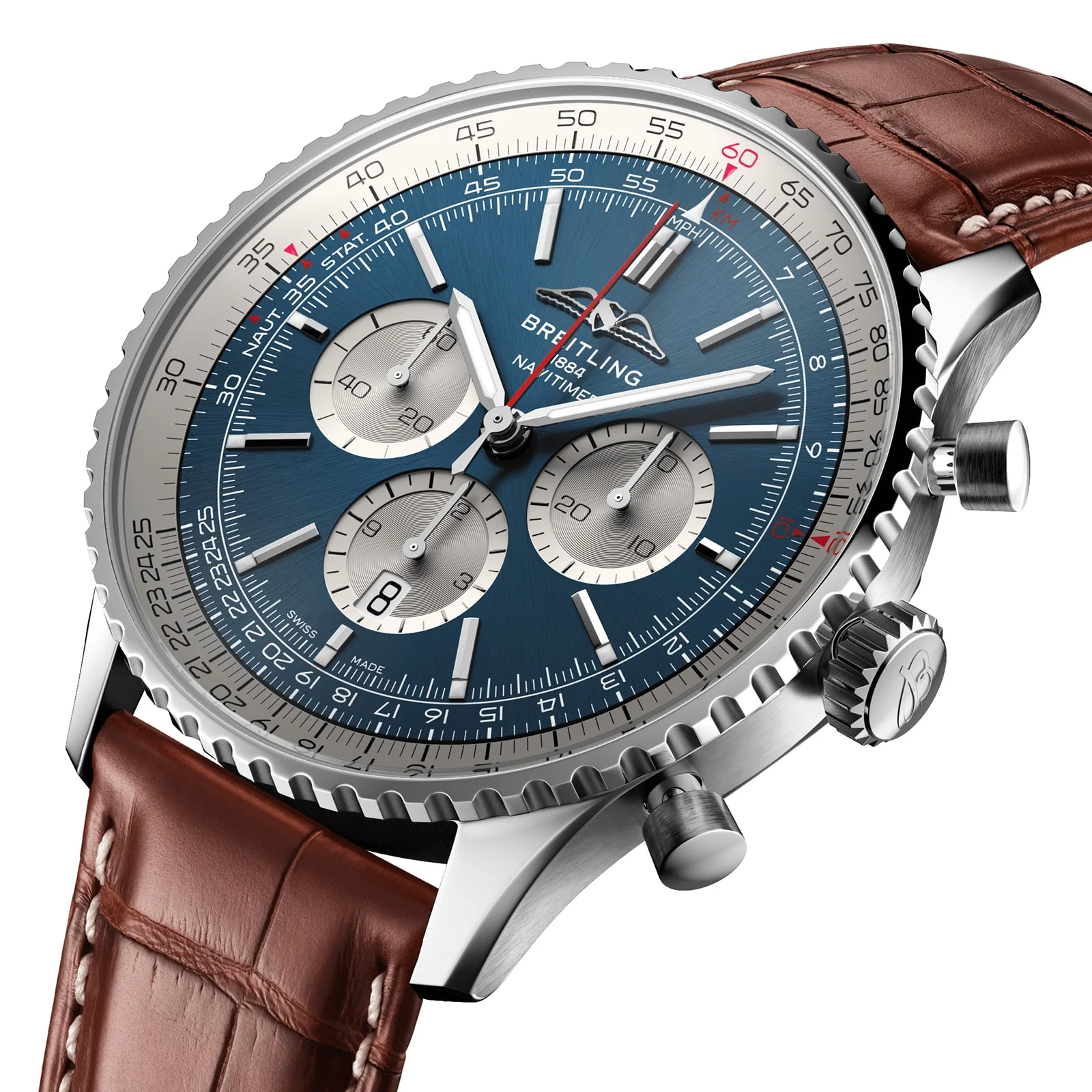 Navitimer B01 Chronograph 46 | 46mm, Steel, Alligator Leather, Blue Dial - Image 3