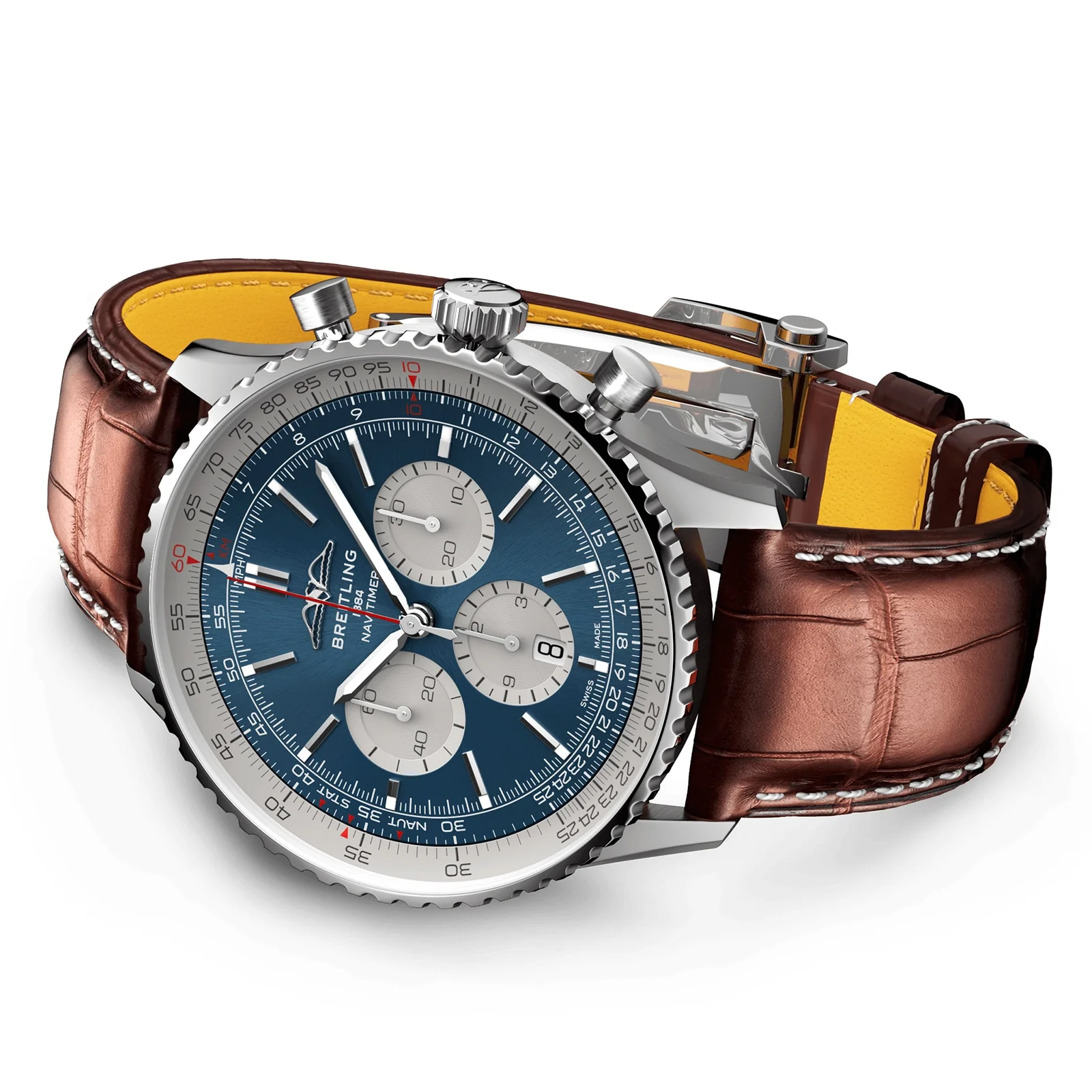 Navitimer B01 Chronograph 46 | 46mm, Steel, Alligator Leather, Blue Dial - Image 4