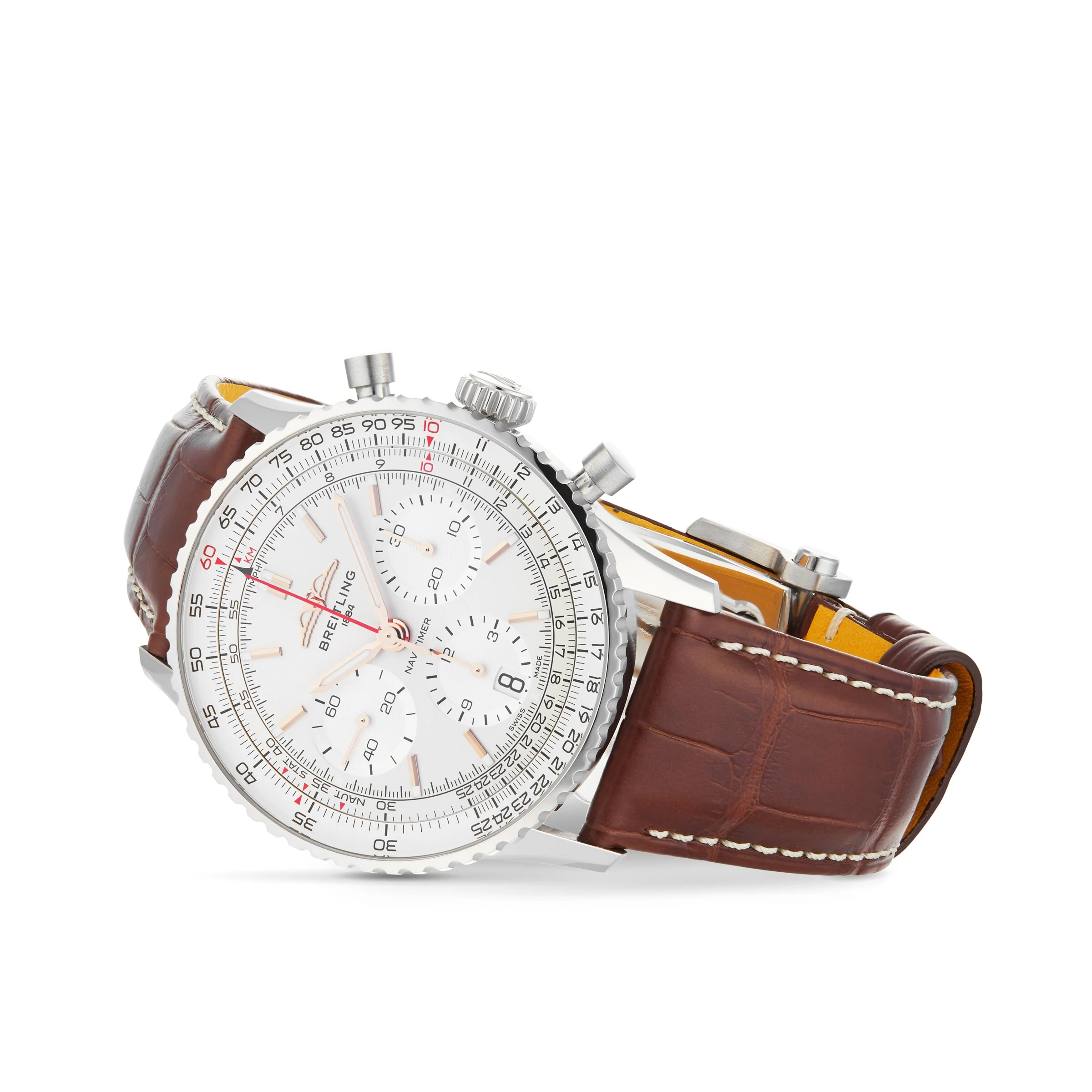 Navitimer B01 Chronograph 41 | 41mm, Steel, Alligator Leather, Silver Dial, Ref. AB0139211G1P1 - Image 3