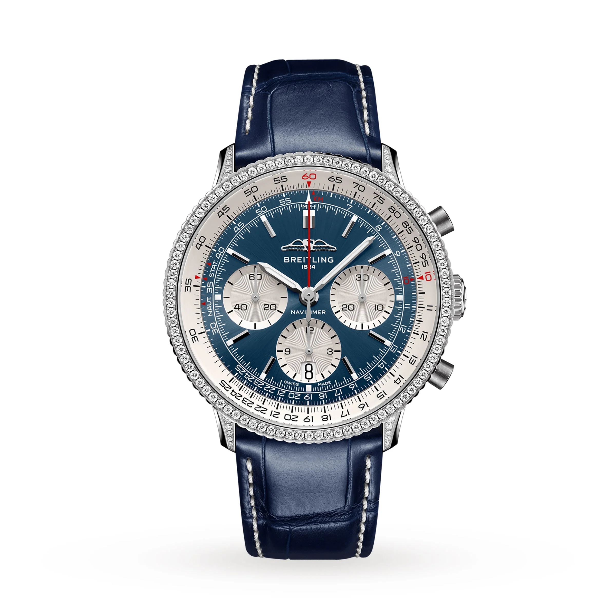 Navitimer B01 Chronograph 41 | 41mm, Steel, Alligator Leather, Blue Dial