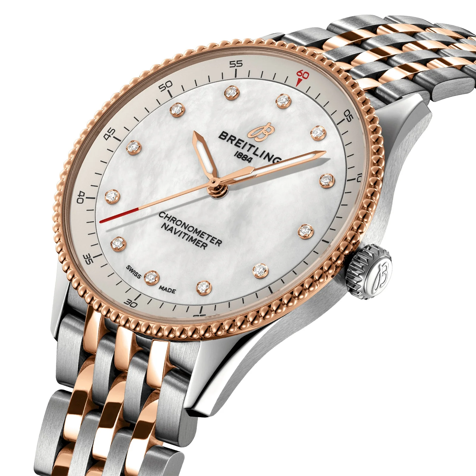 Navitimer 32 | 32mm, Two-Tone Steel & 18K Rose Gold, Diamond White Dial - Image 3