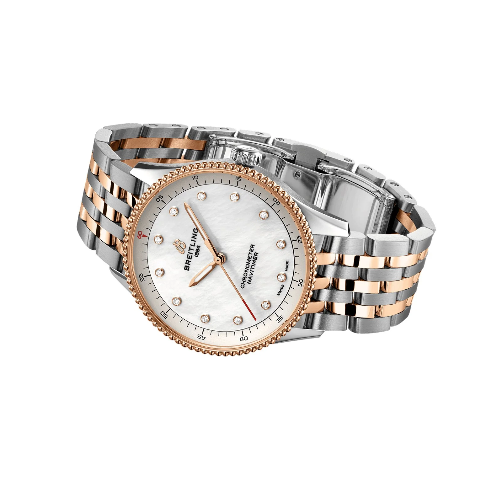 Navitimer 32 | 32mm, Two-Tone Steel & 18K Rose Gold, Diamond White Dial - Image 4