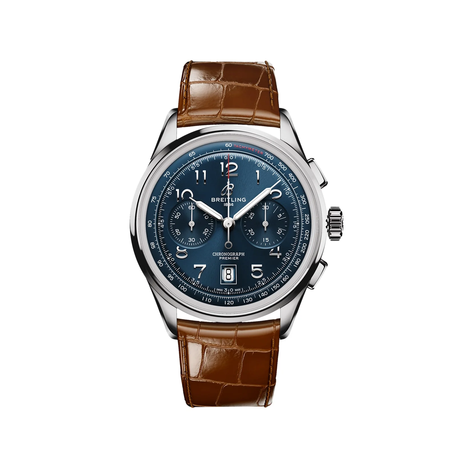 Premier B01 Chronograph 42 | 42mm, Steel, Alligator Leather, Blue Dial