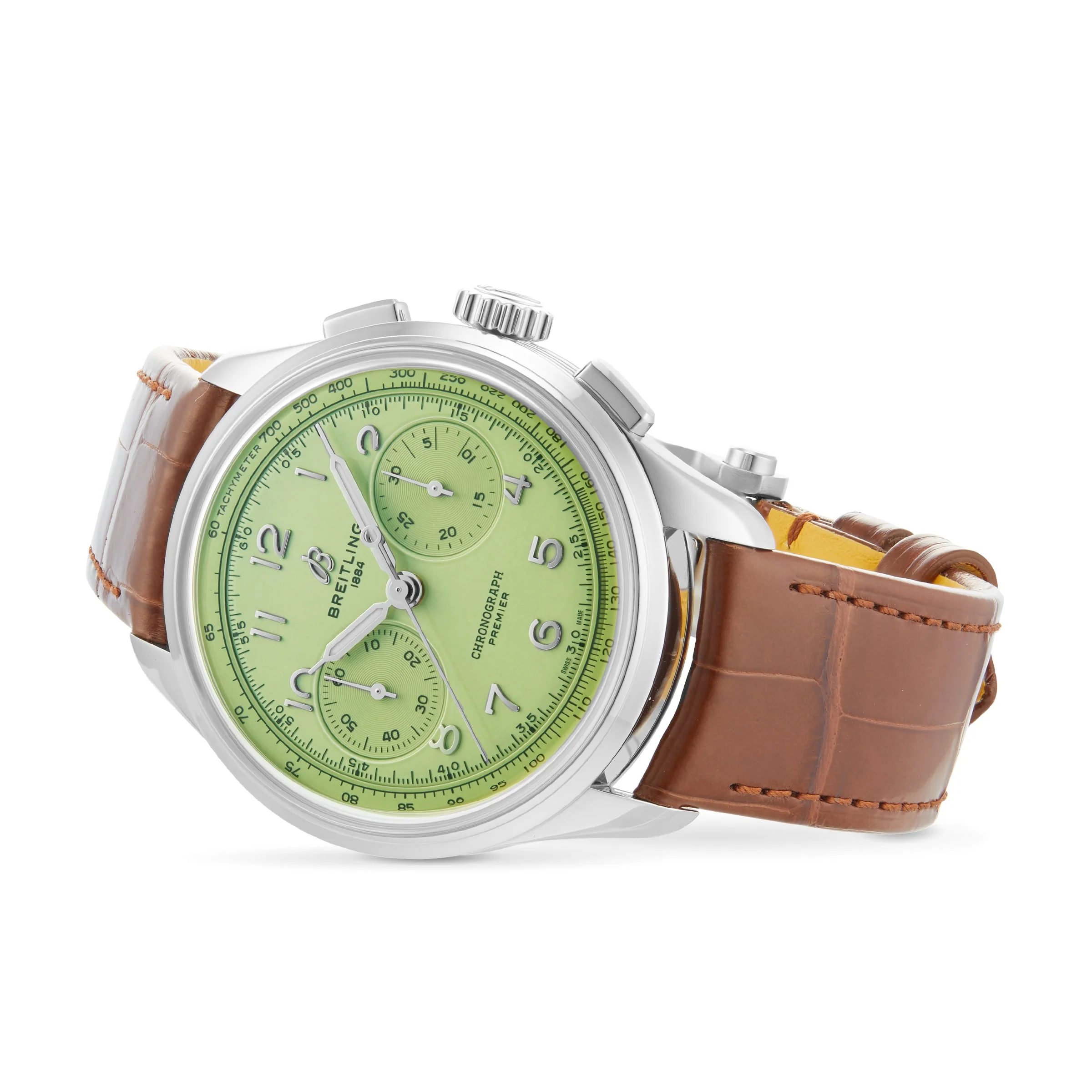 Premier B09 Chronograph 40 | 40mm, Steel, Alligator Leather, Green Dial - Image 4