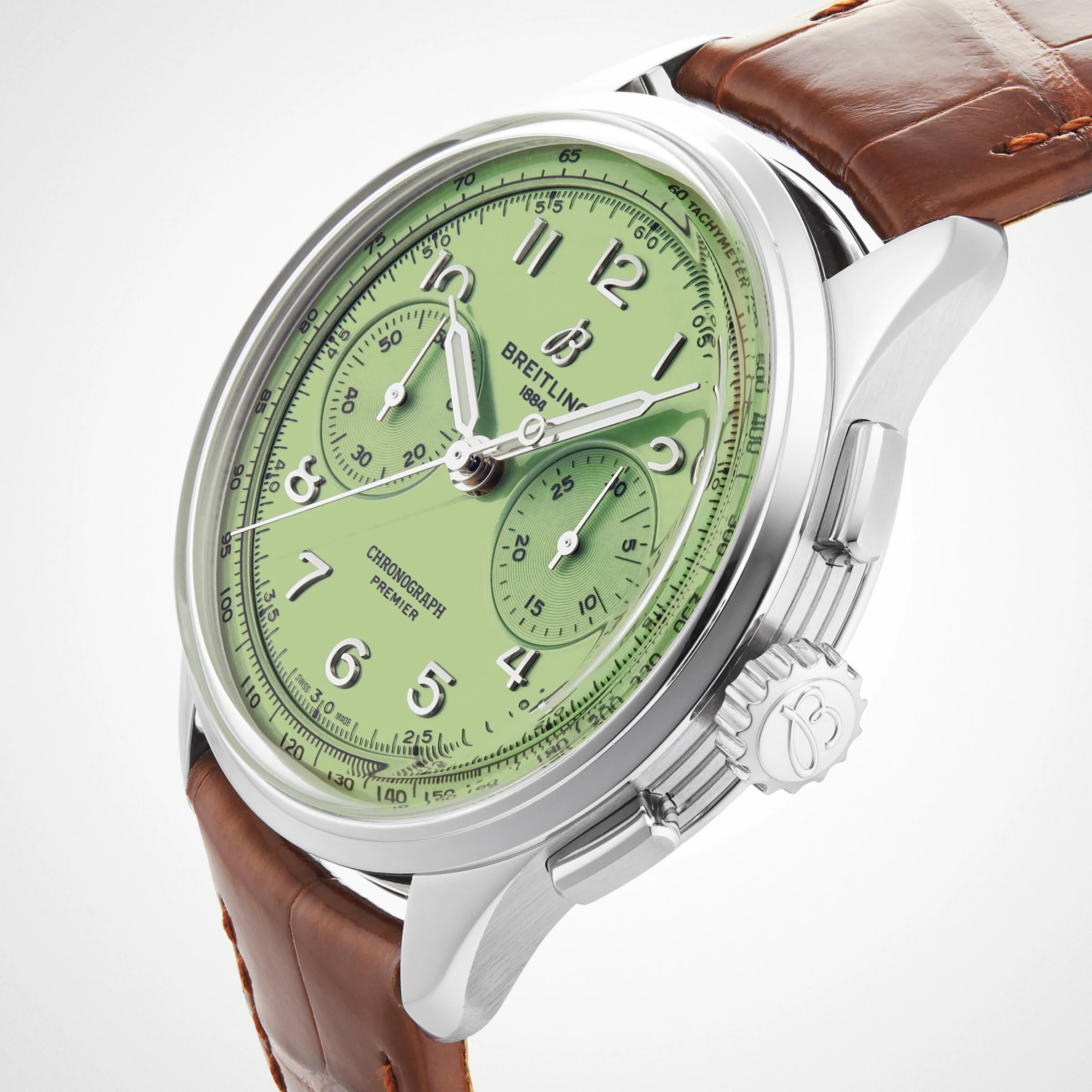 Premier B09 Chronograph 40 | 40mm, Steel, Alligator Leather, Green Dial - Image 7
