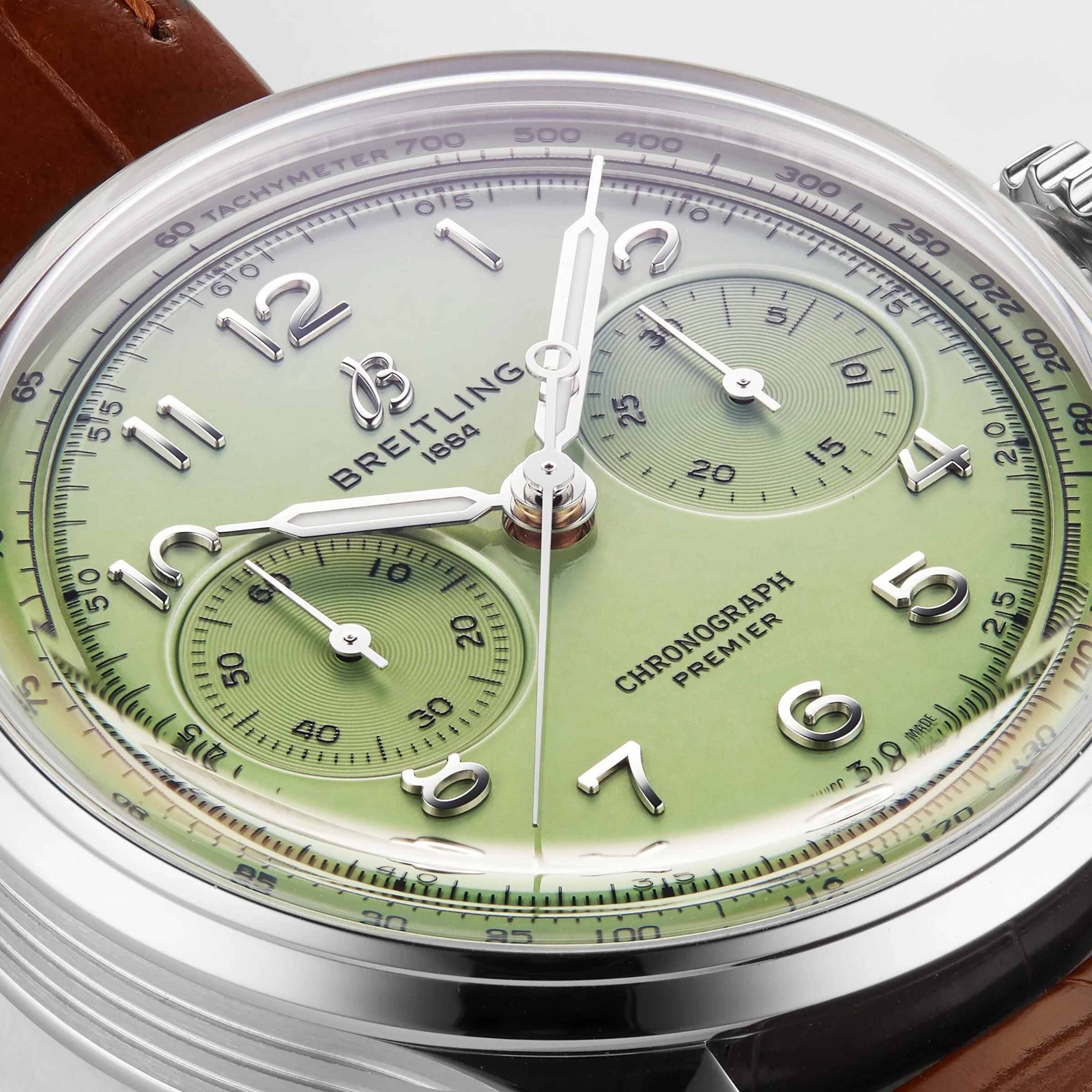 Premier B09 Chronograph 40 | 40mm, Steel, Alligator Leather, Green Dial - Image 8