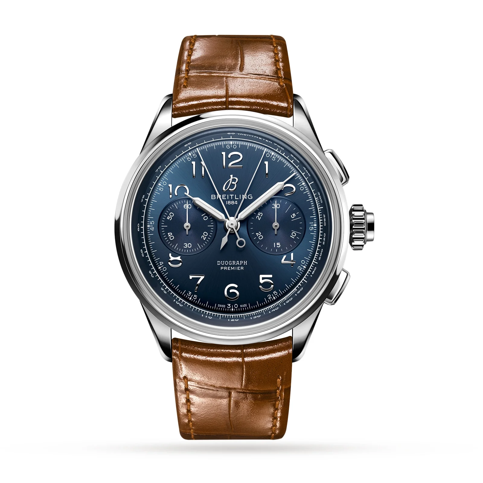 Premier B15 Duograph 42 | 42mm, Steel, Alligator Leather, Blue Dial