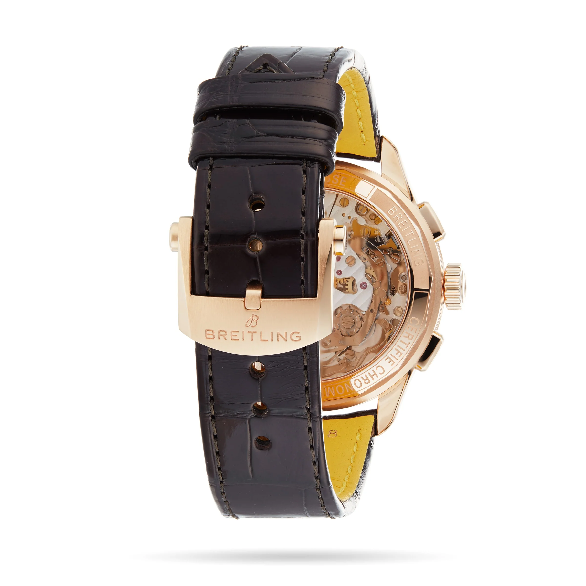Premier B09 Chronograph 40 | 40mm, 18K Rose Gold, Alligator Leather, Silver Dial - Image 5
