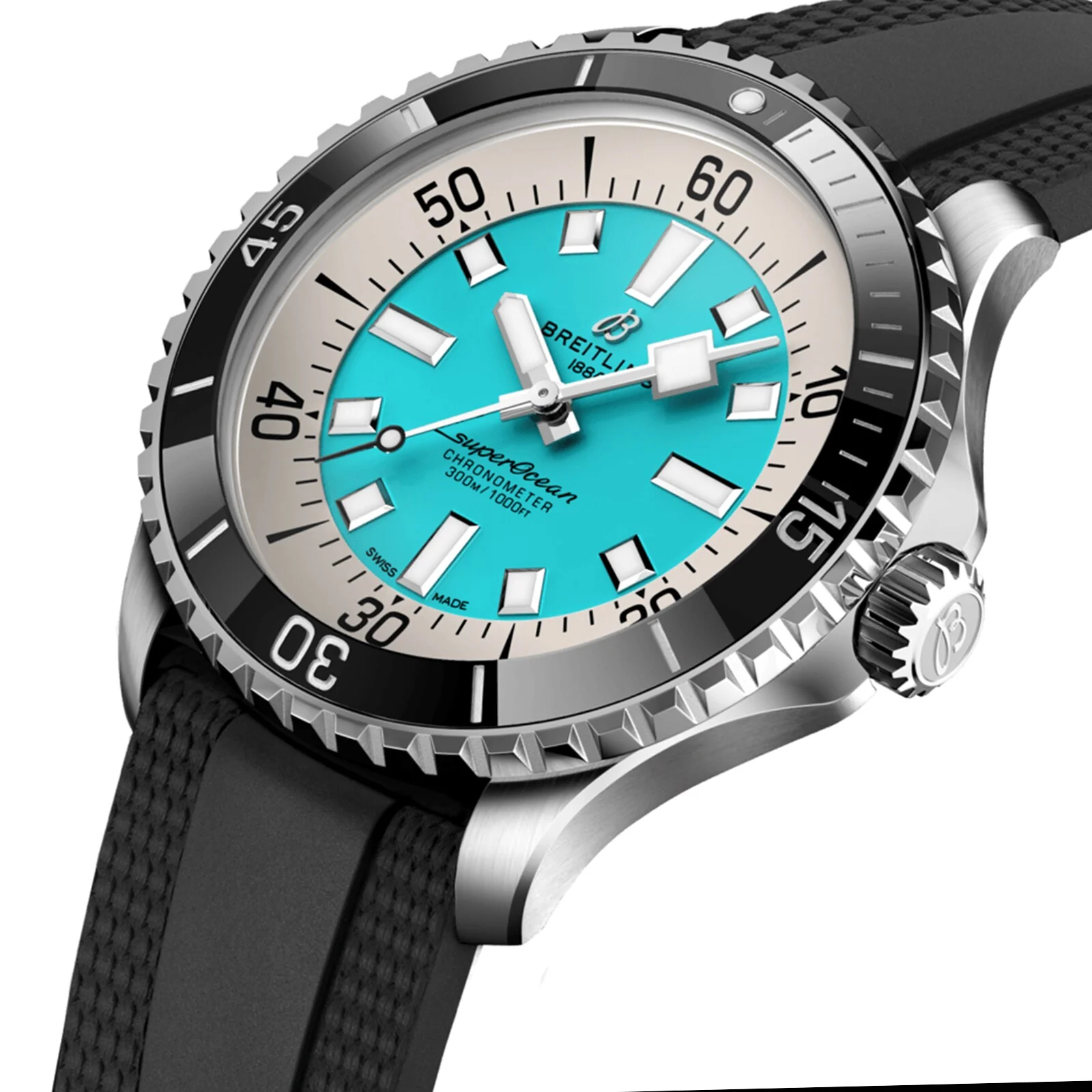 Superocean Automatic 44 | 44mm, Steel, Rubber, Turquoise Dial - Image 3