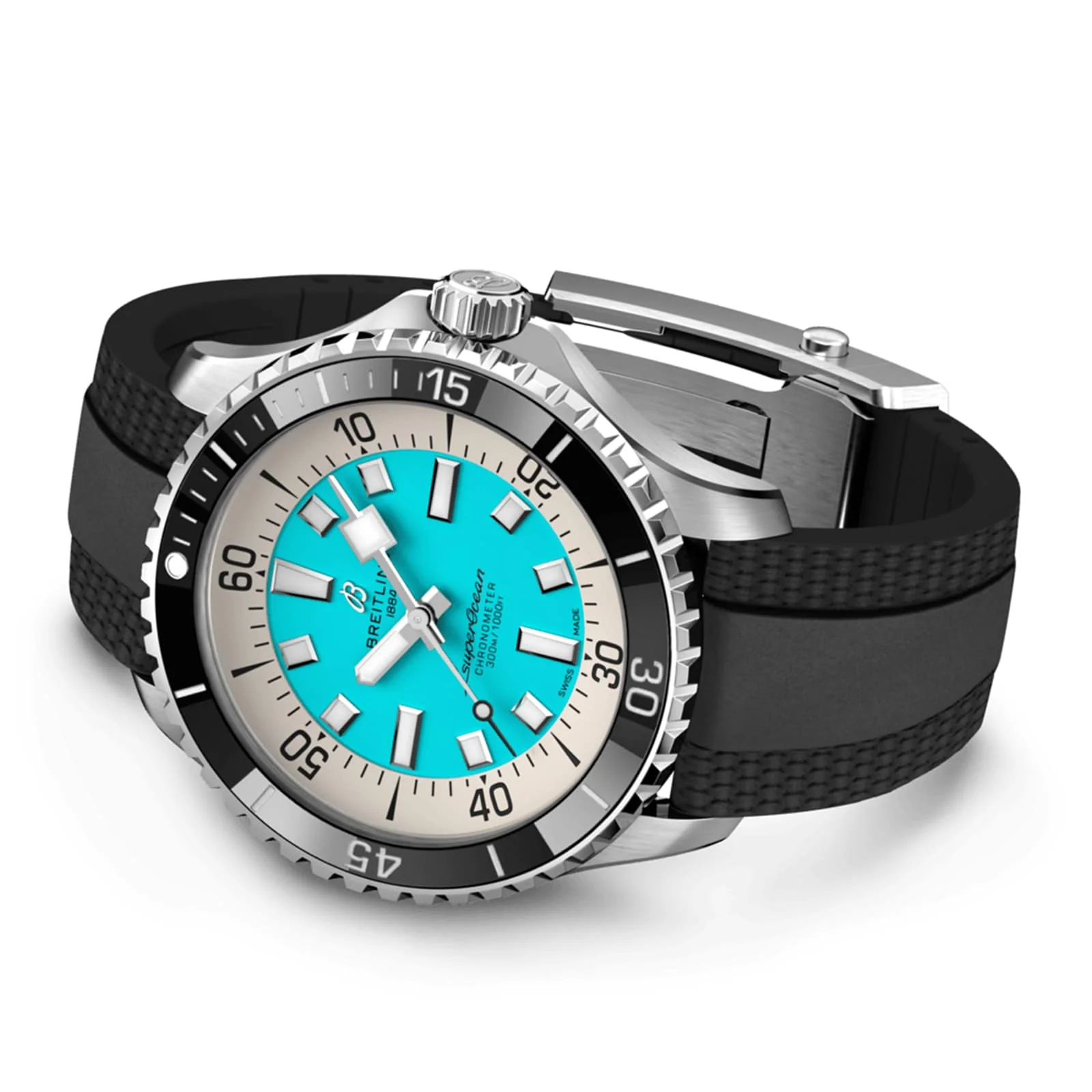Superocean Automatic 44 | 44mm, Steel, Rubber, Turquoise Dial - Image 4
