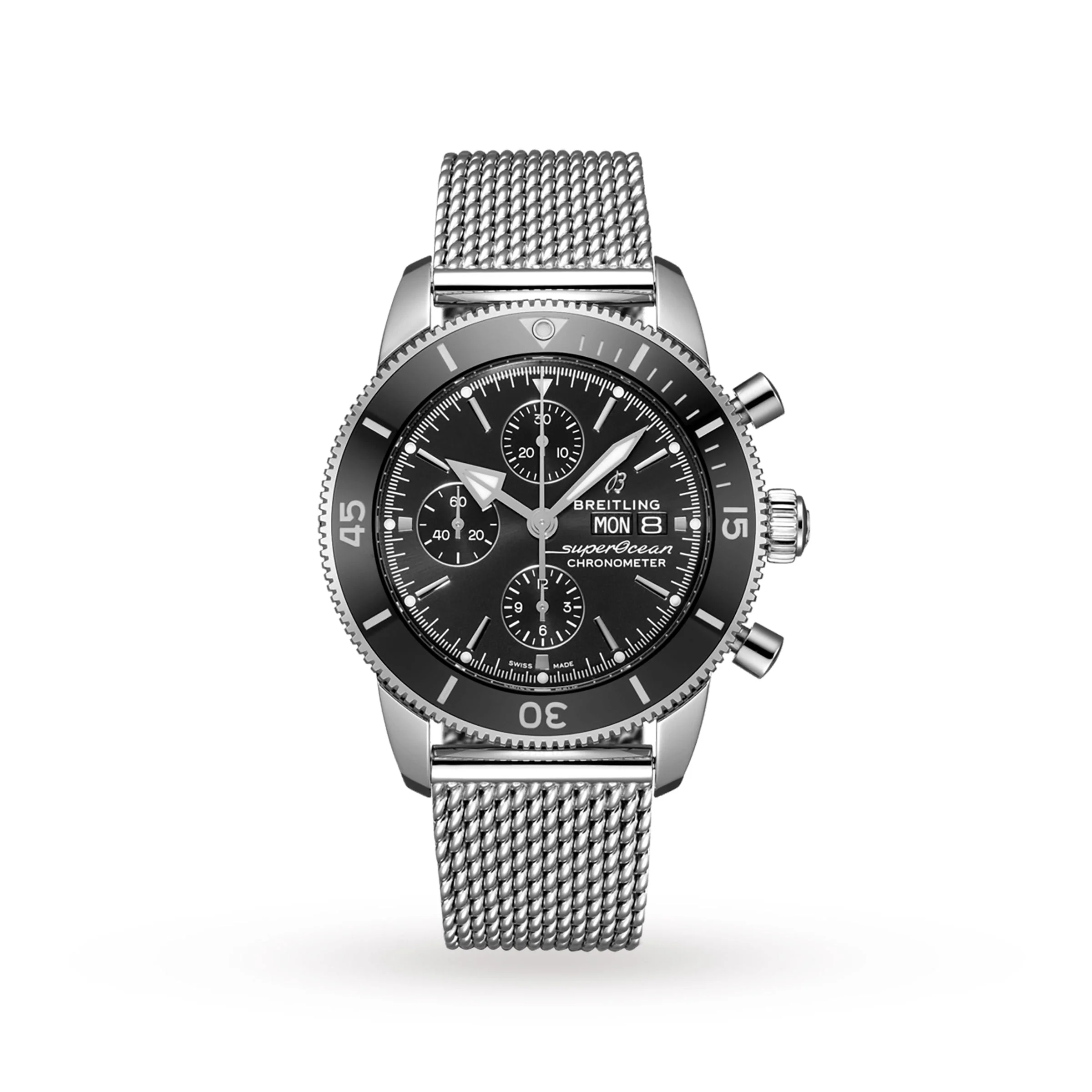 Superocean Heritage Chronograph 44 | 44mm, Steel, Black Dial