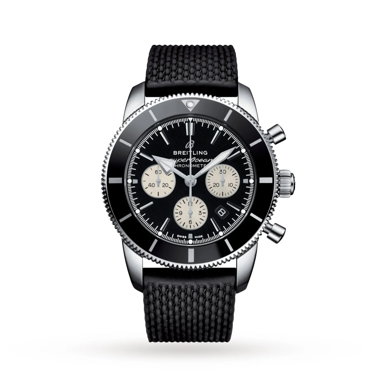 Superocean Heritage B01 Chronograph 44 | 44mm, Steel, Rubber, Black Dial