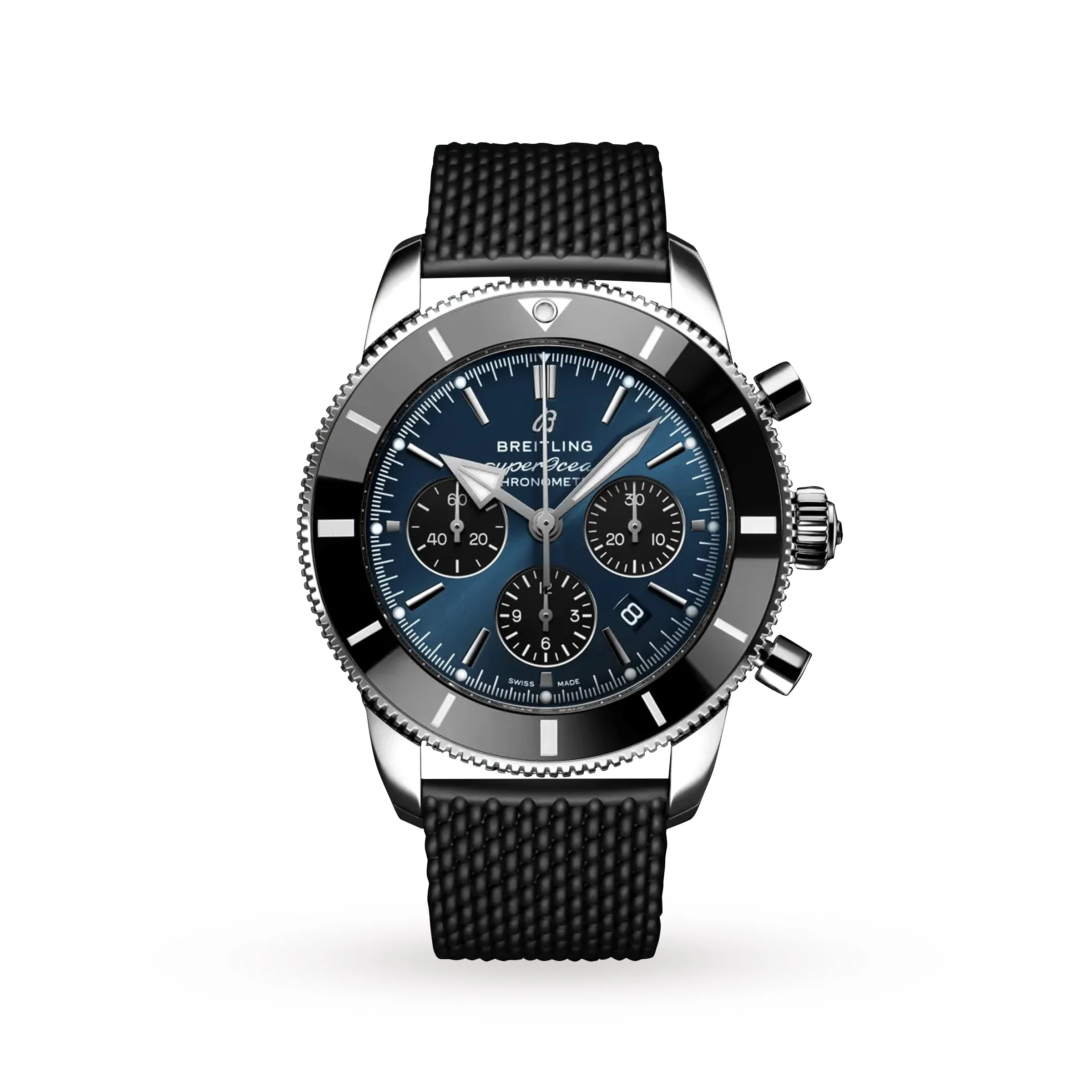 Superocean Heritage B01 Chronograph 44 | 44mm, Steel, Rubber, Blue Dial