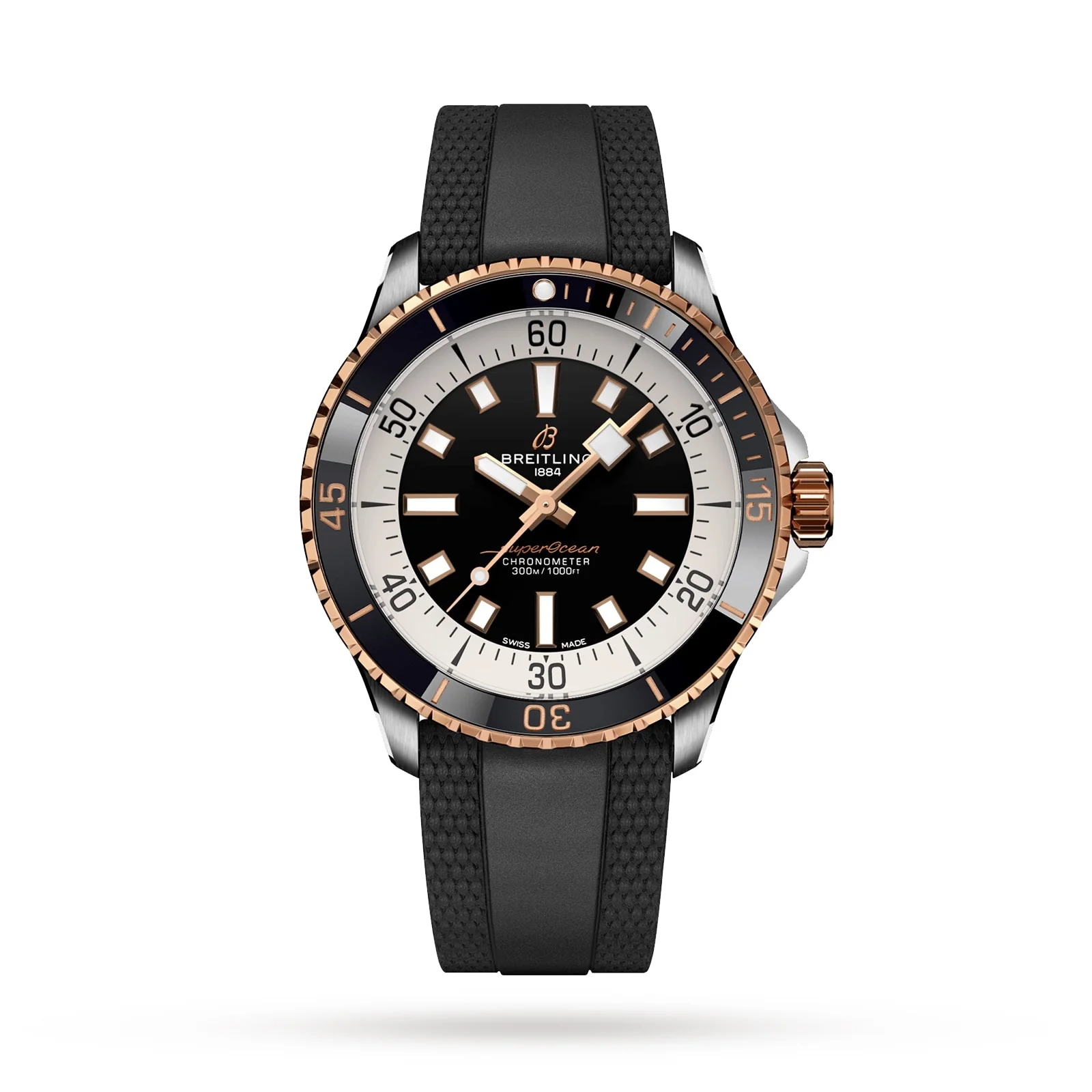 Superocean Automatic 42 | 42mm, Two-Tone Steel & 18K Rose Gold, Rubber, Black Dial