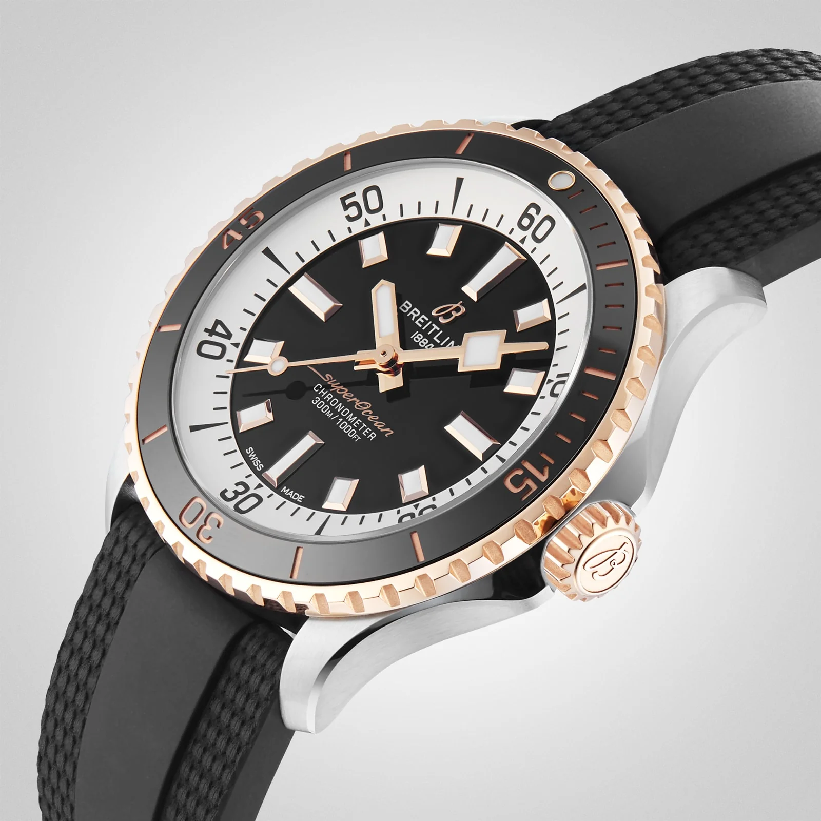 Superocean Automatic 42 | 42mm, Two-Tone Steel & 18K Rose Gold, Rubber, Black Dial - Image 8