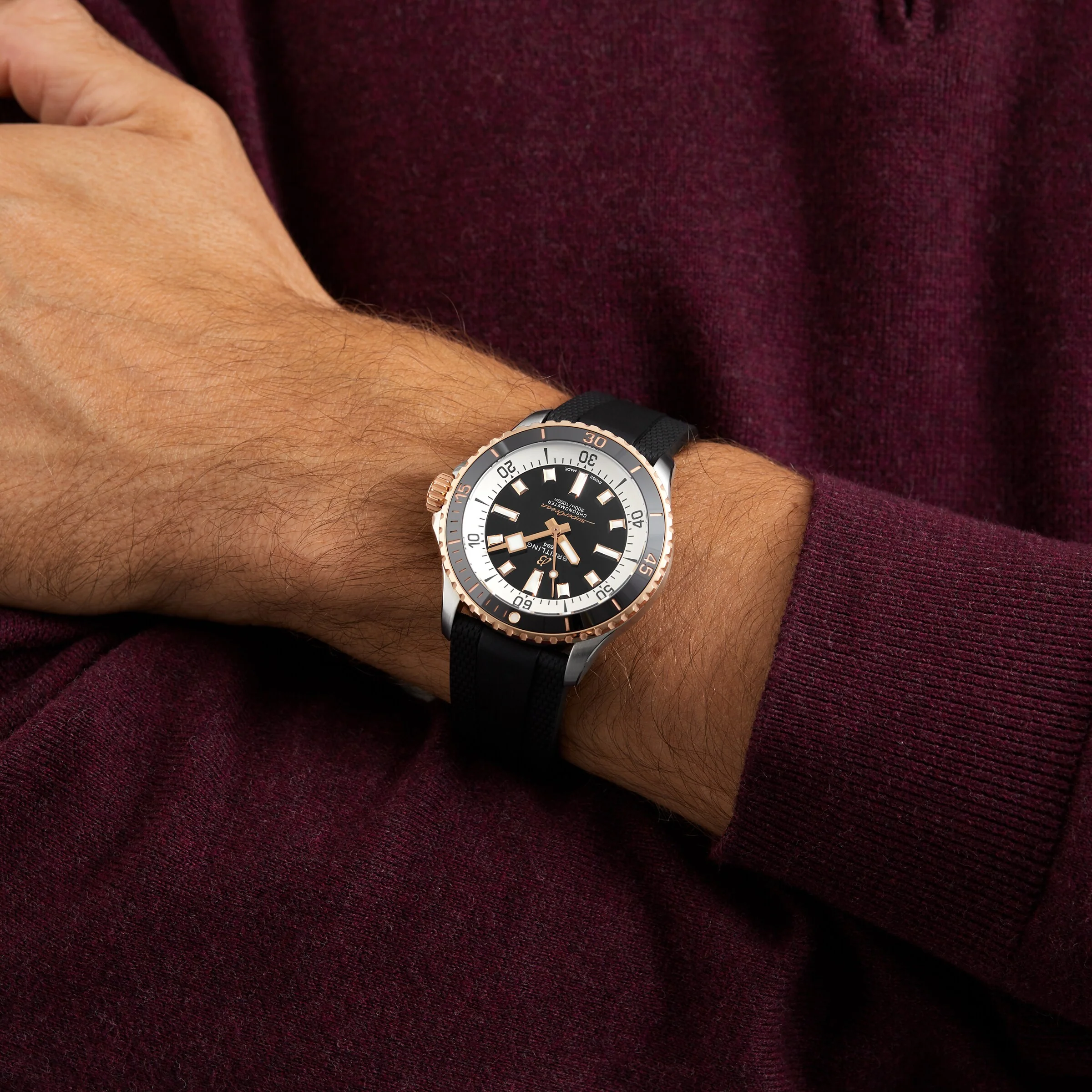 Superocean Automatic 42 | 42mm, Two-Tone Steel & 18K Rose Gold, Rubber, Black Dial - Image 9