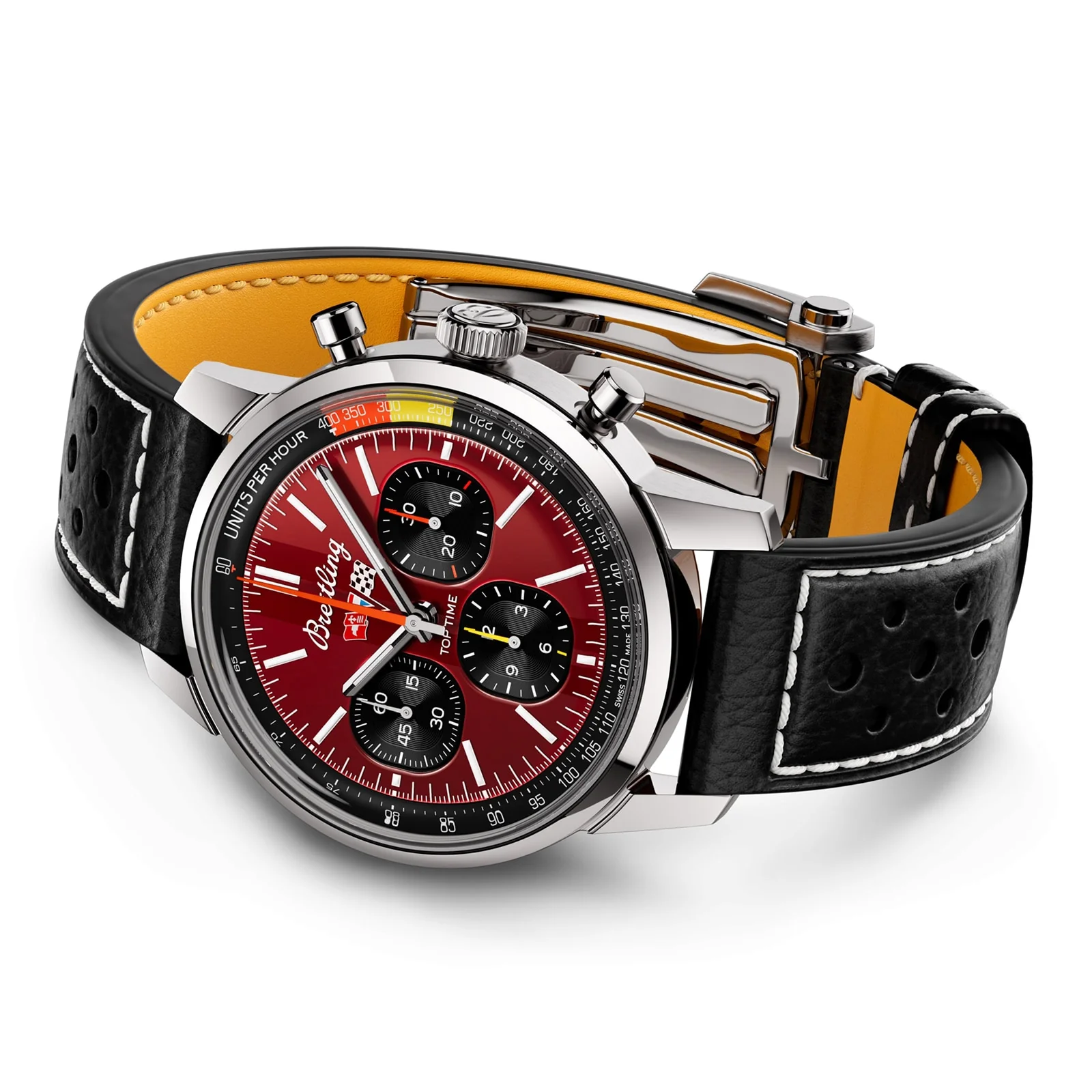 Top Time B01 Chevrolet Corvette | 41mm, Steel, Leather, Red Dial - Image 4