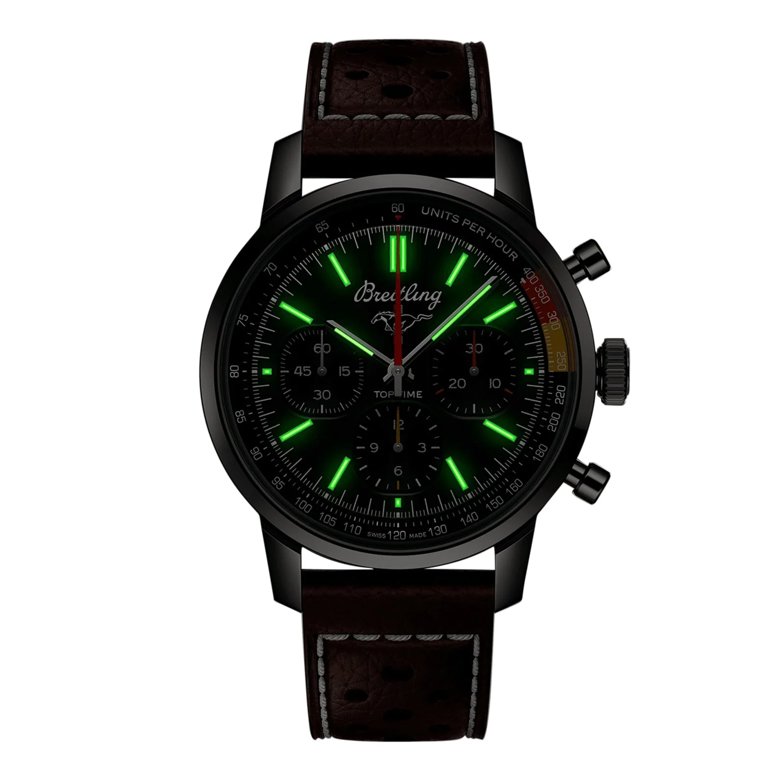 Top Time B01 Ford Mustang | 41mm, Steel, Leather, Green Dial - Image 6