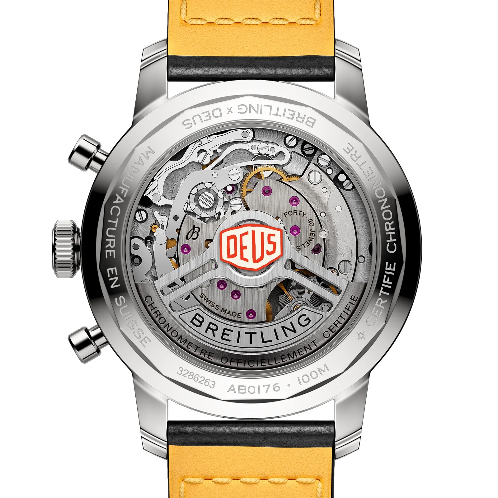 Top Time B01 Deus | 41mm, Steel, Leather, Black Dial - Image 2